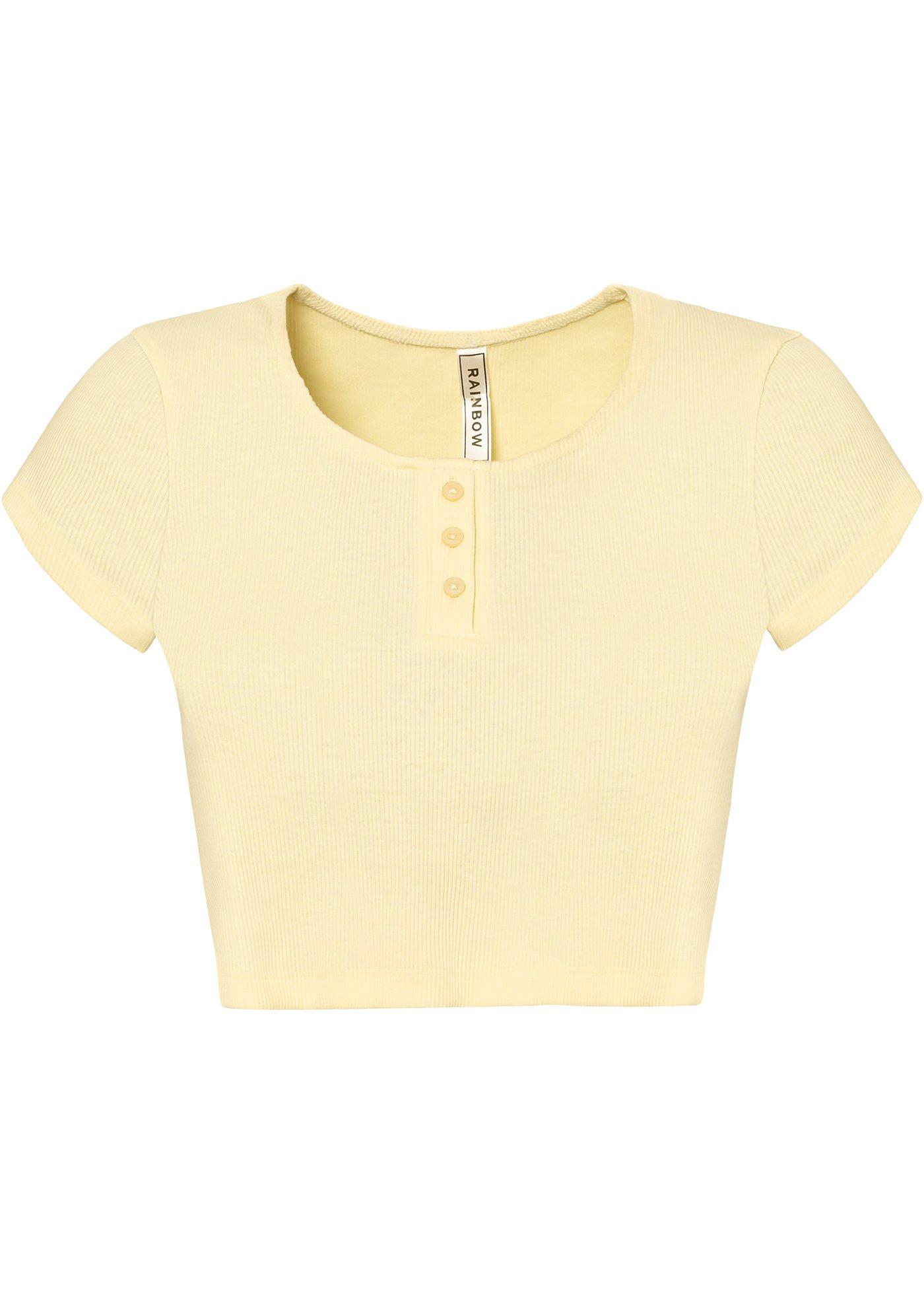 T-shirt côtelé raccourci en coton