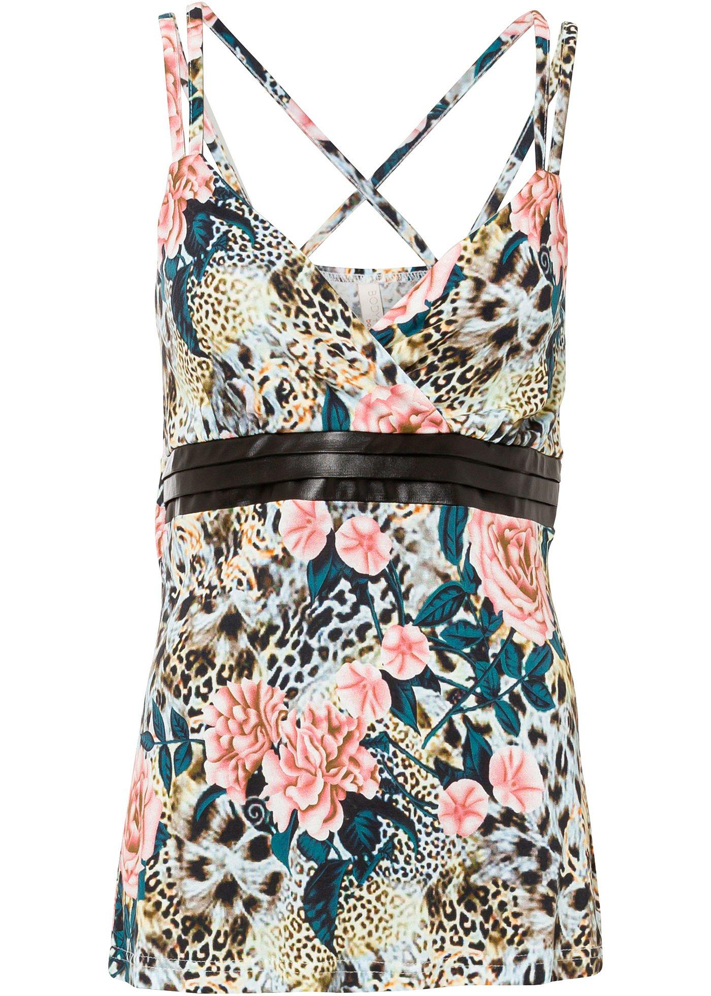 Top avec bande en synthétique imitation cuir