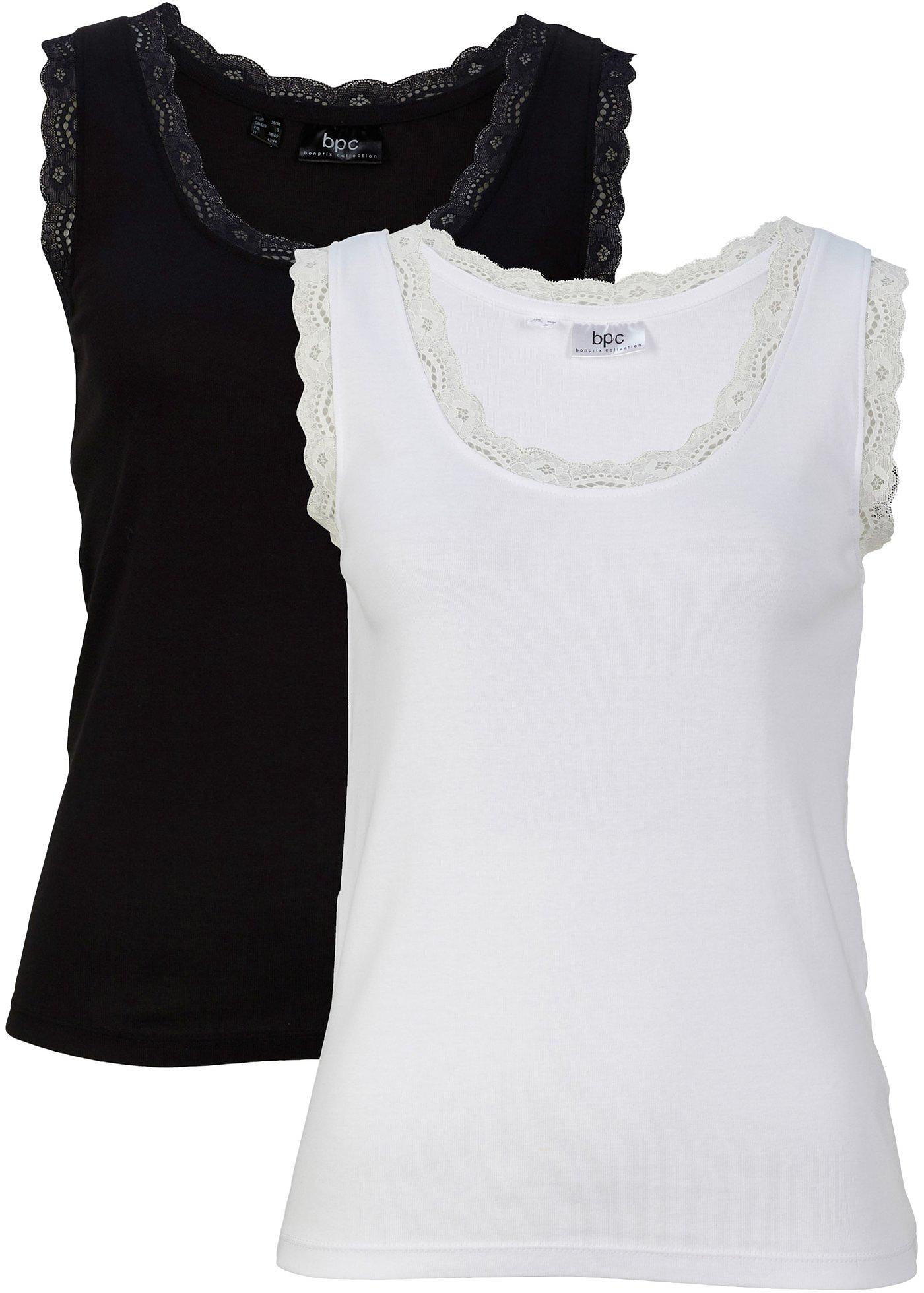 Lot de 2 tops côtelés avec dentelle