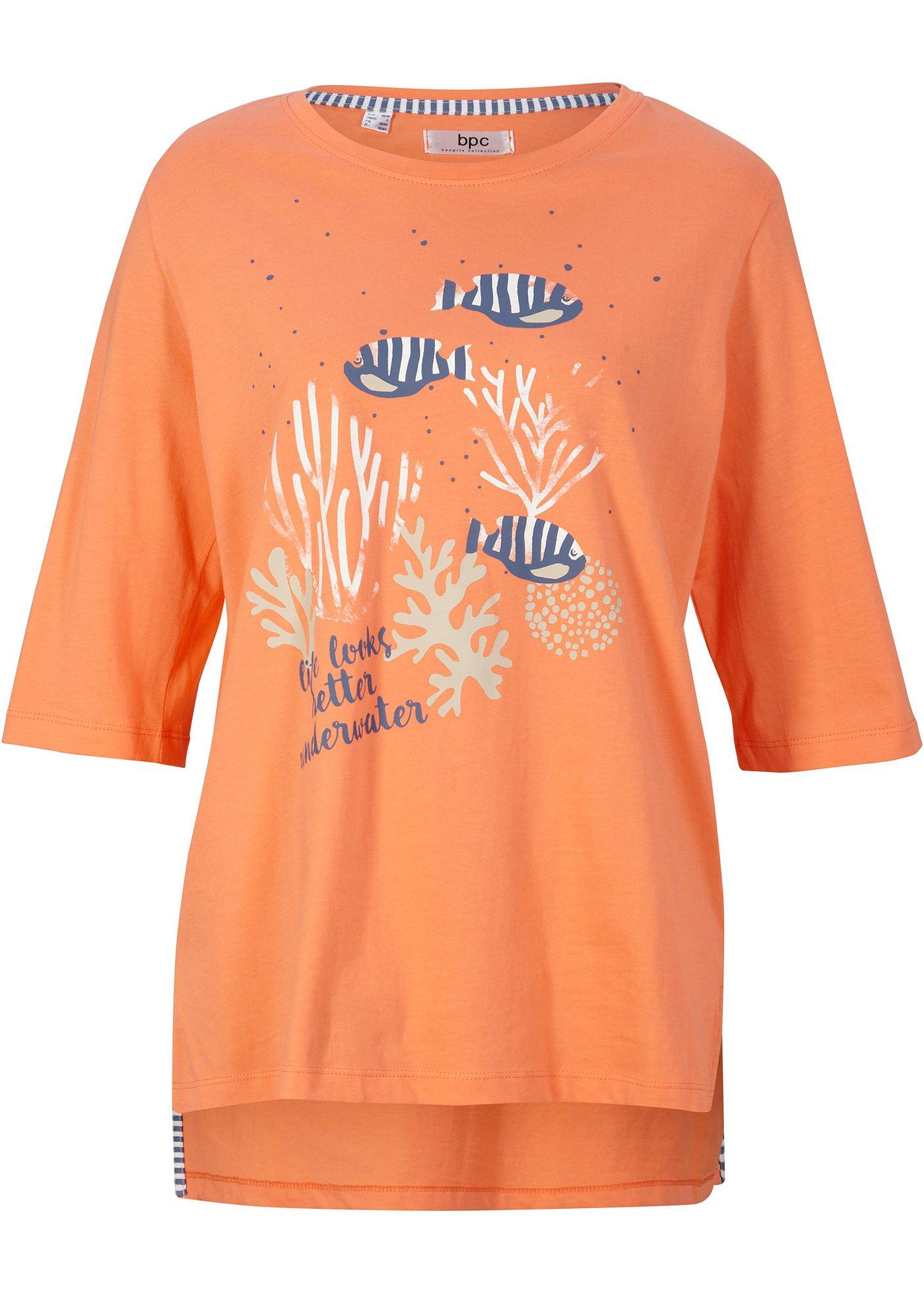 Maxi T-shirt à imprimé marin avec fentes latérales