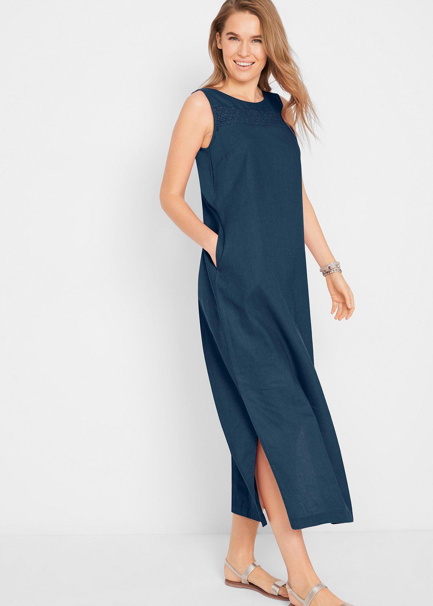 Robe Longue D'été En Viscose – Sans Manches, Col V, Fentes Latérales | Paréo, Couverture De Plage, Tenue Décontractée Femme - 13