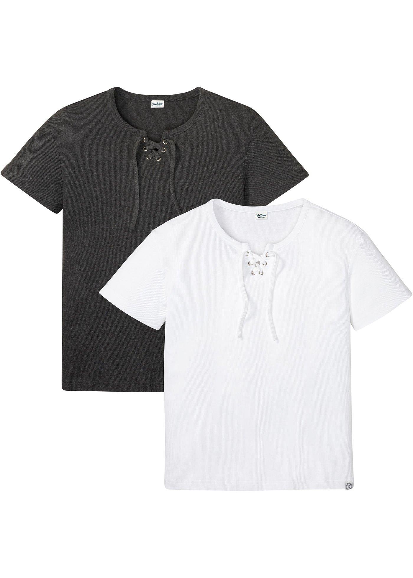Lot de 2 T-shirts côtelés avec laçage
