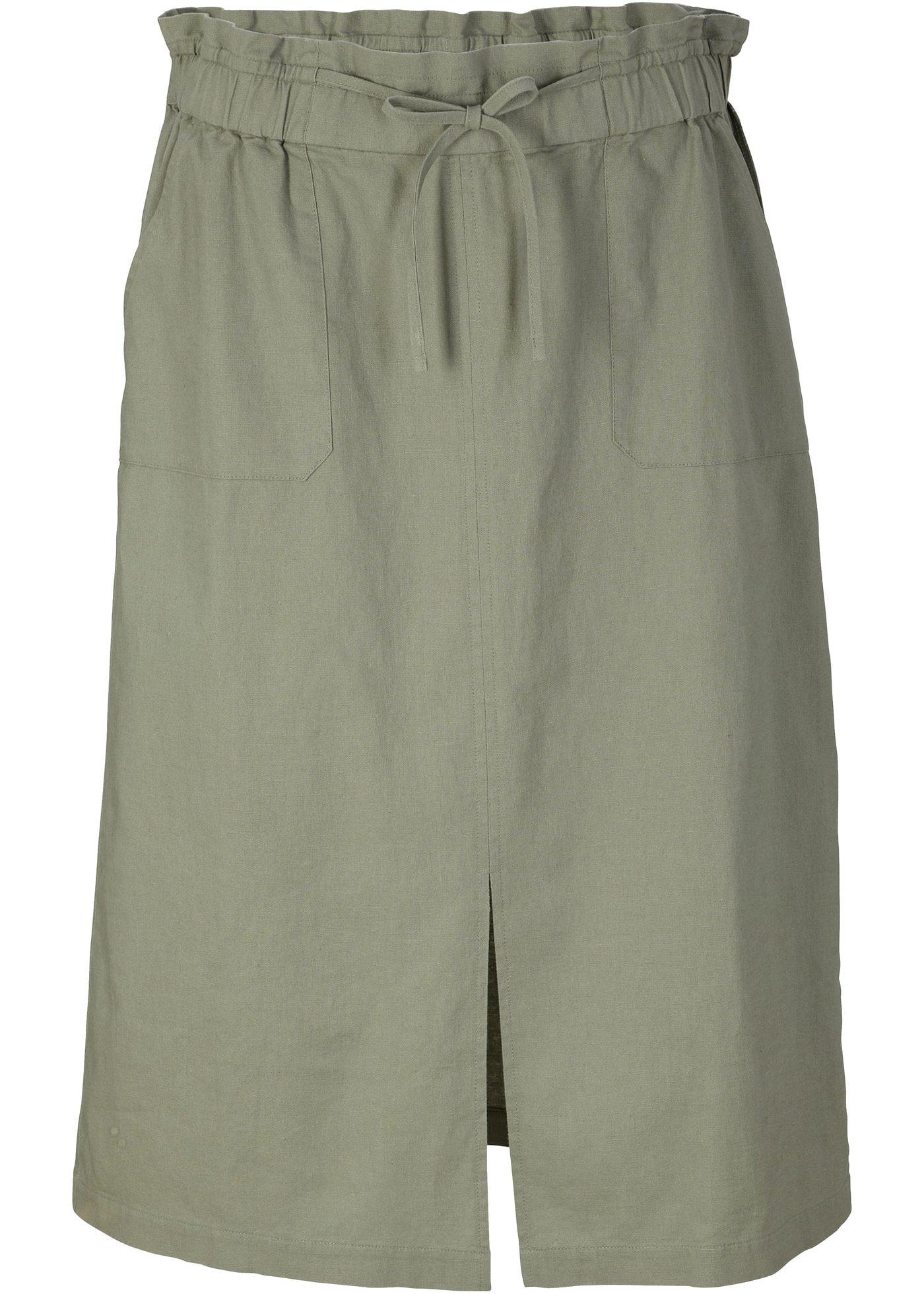 Jupe cargo en lin majoritaire avec taille confortable