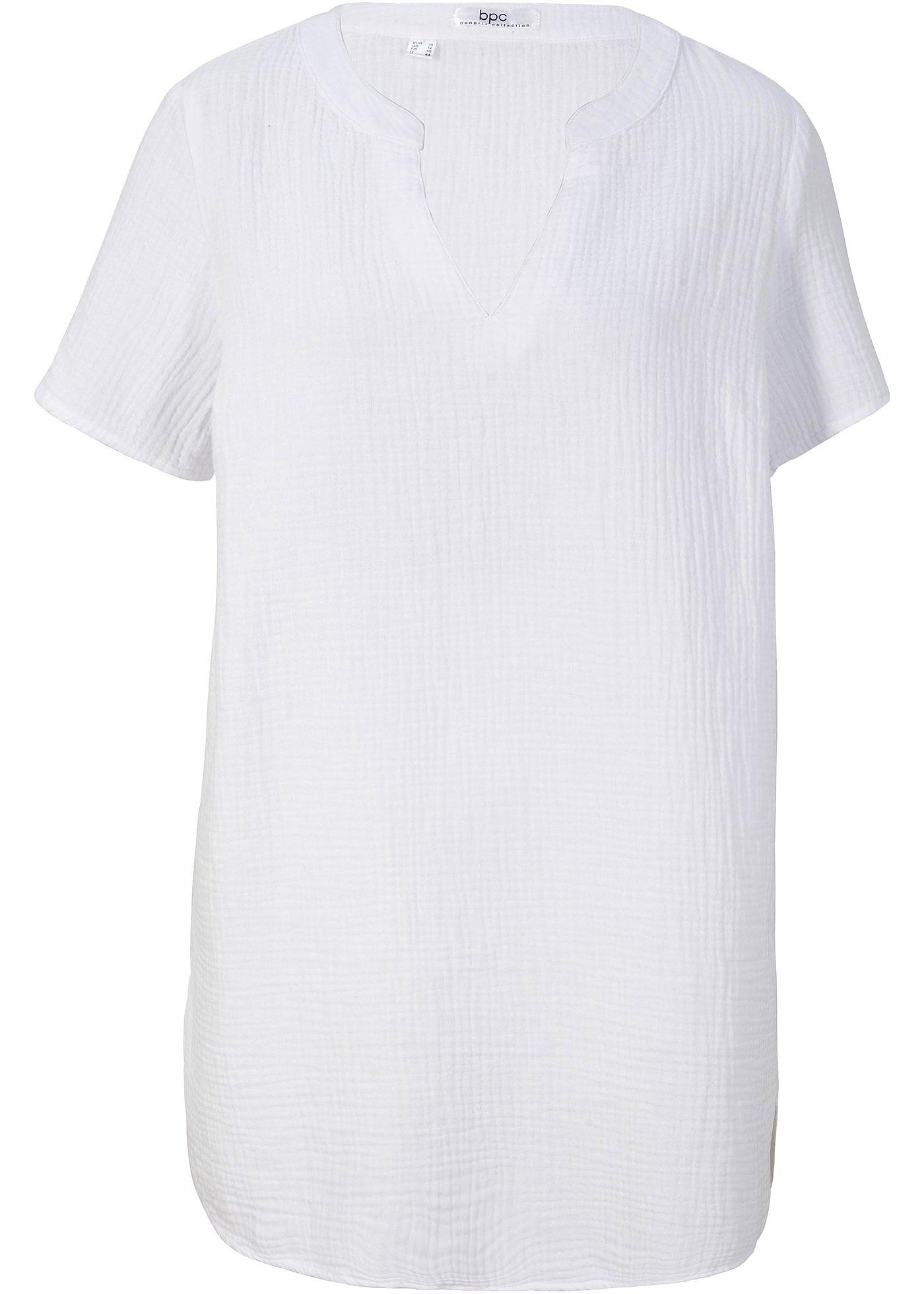 Tunique longue en mousseline, manches courtes