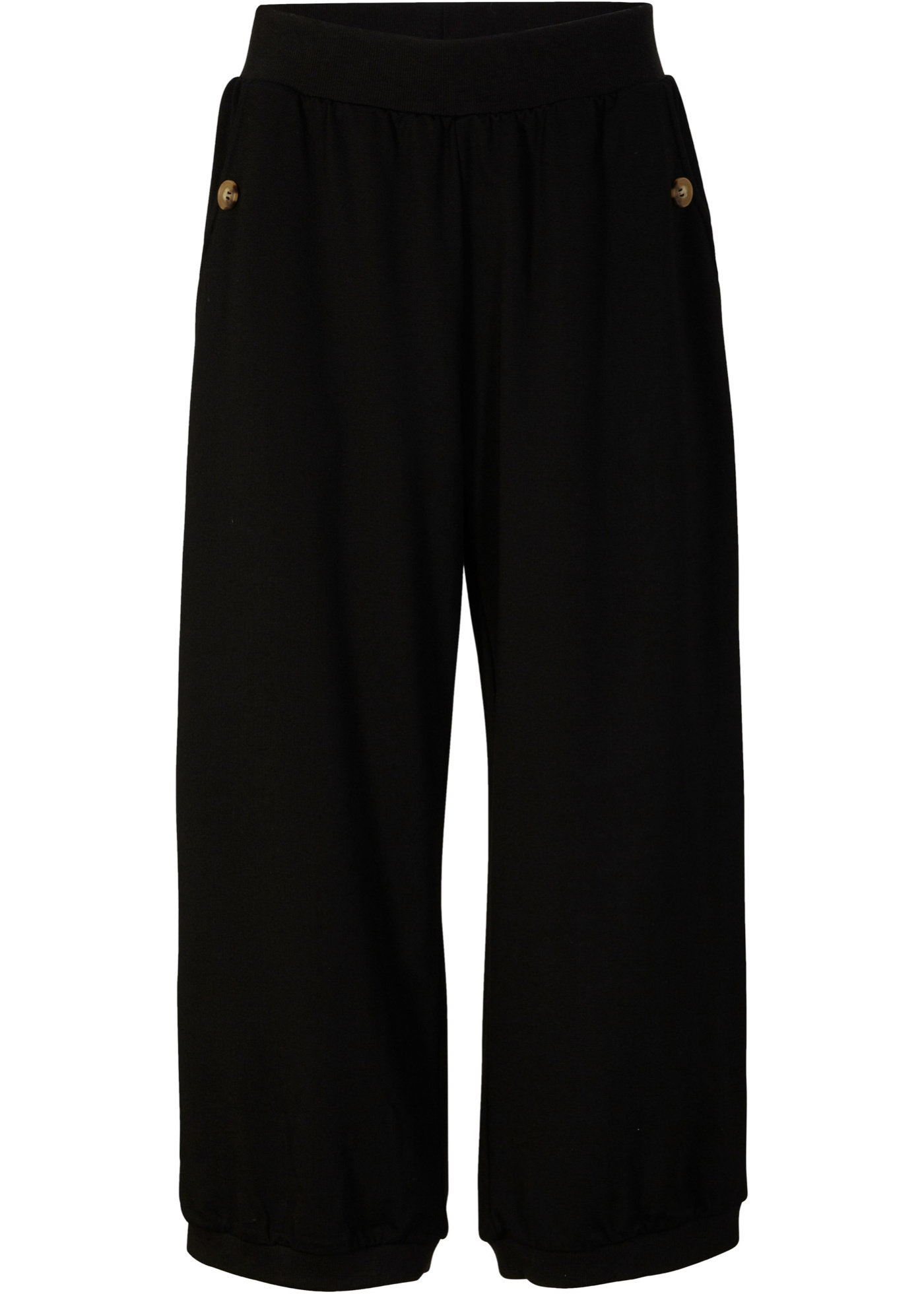 pantalon large en punto di roma avec tour de taille confortable et bords-côtes à la base