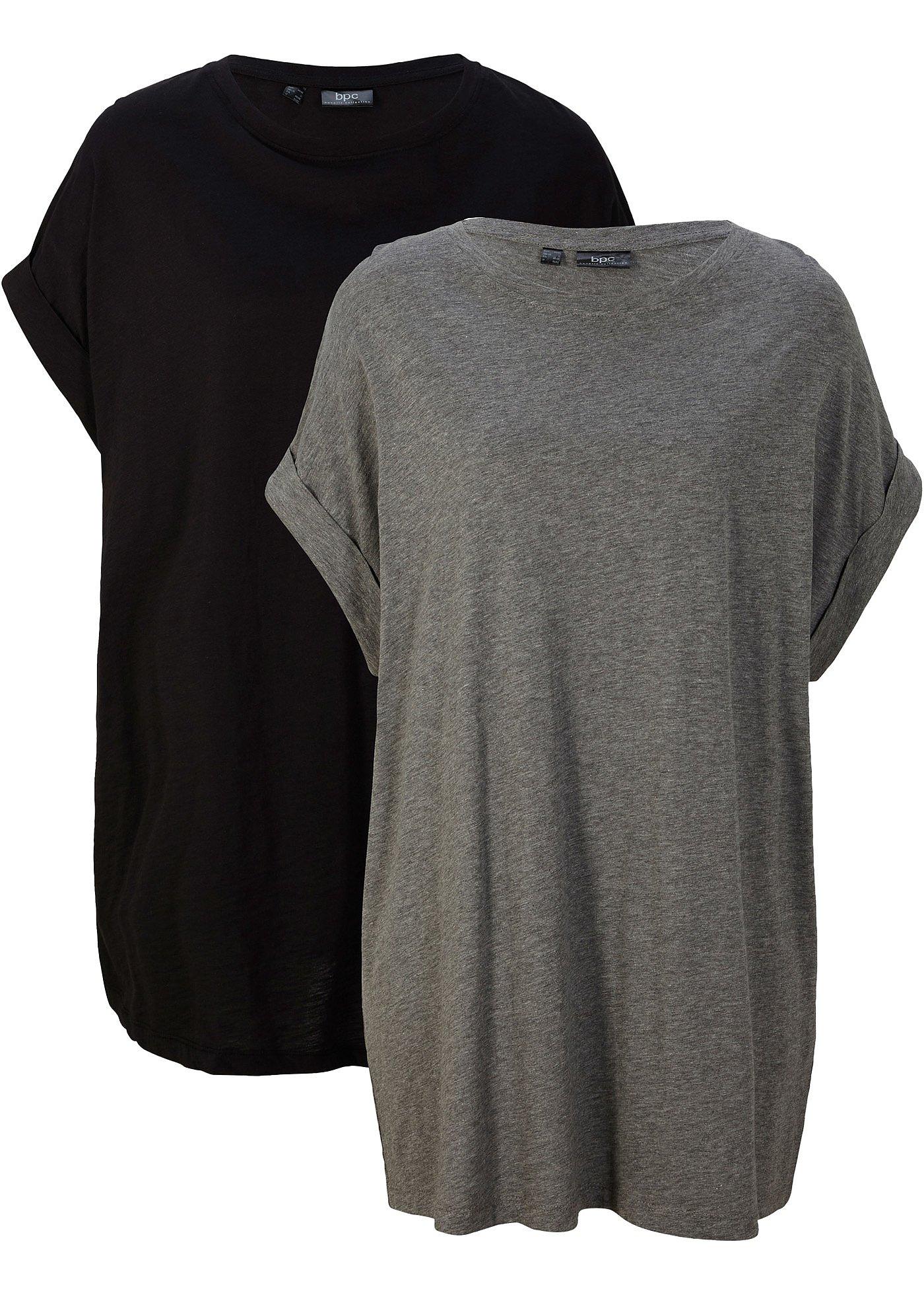 Image de Lot de 2 T-shirts longs avec manches retroussées