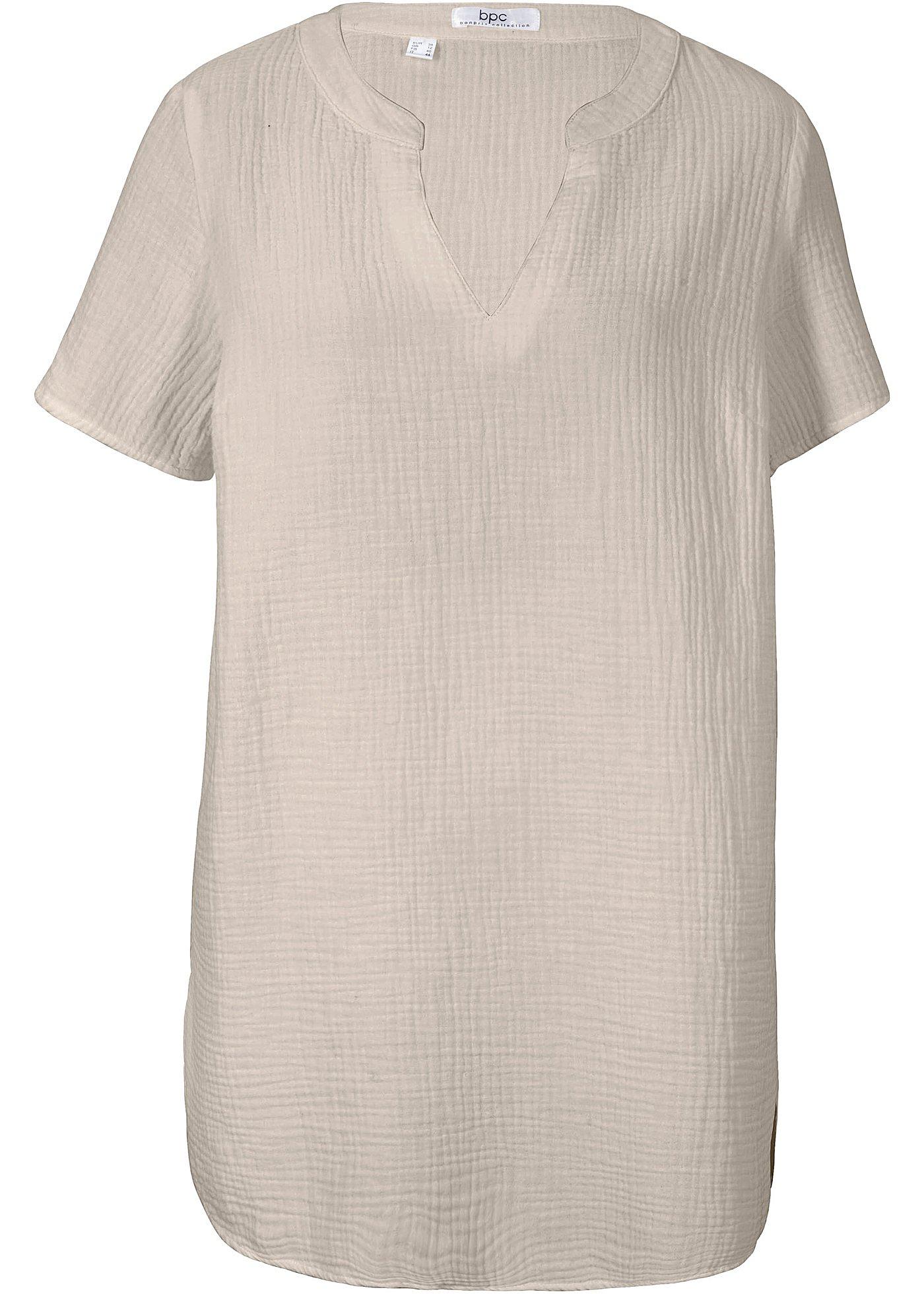 Tunique longue en mousseline, manches courtes