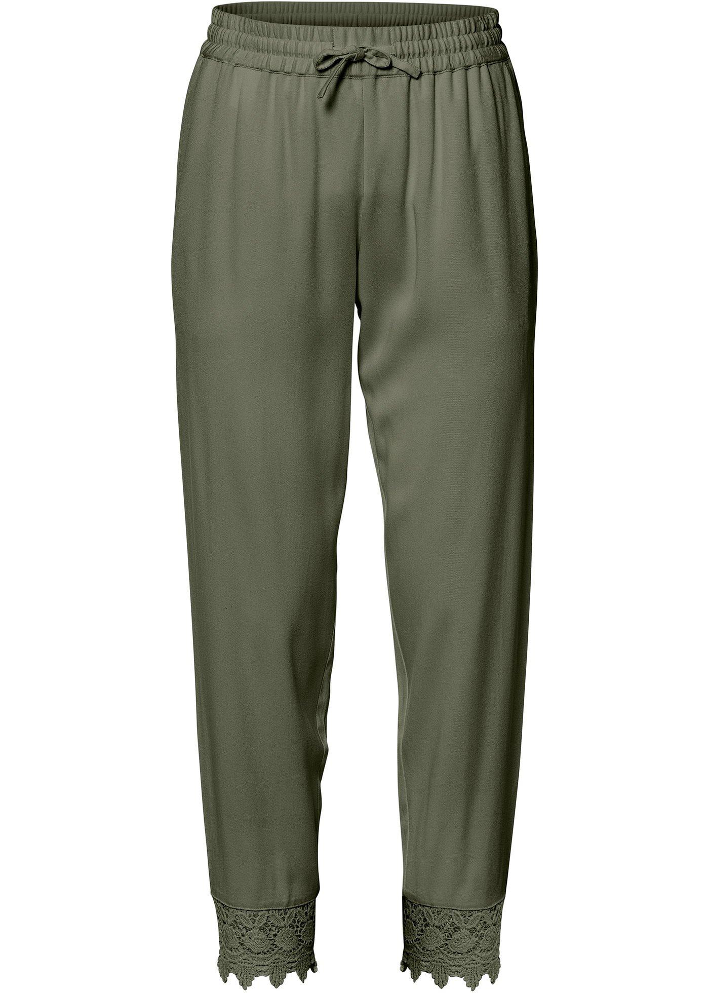 Pantalon taille haute extensible avec dentelle