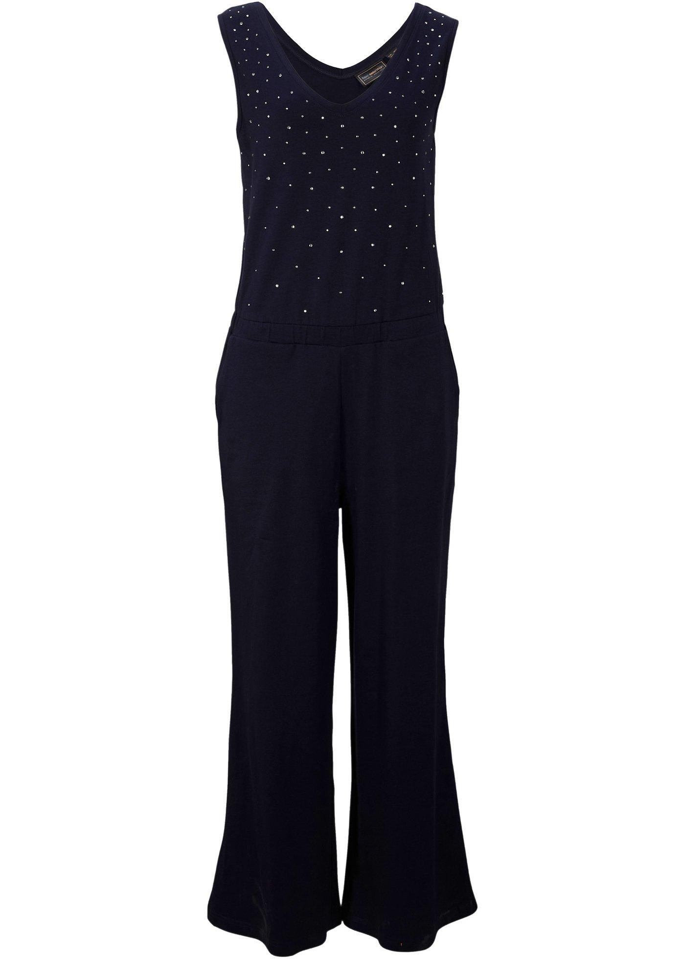 Combi pantalon en jersey avec pierres brillantes