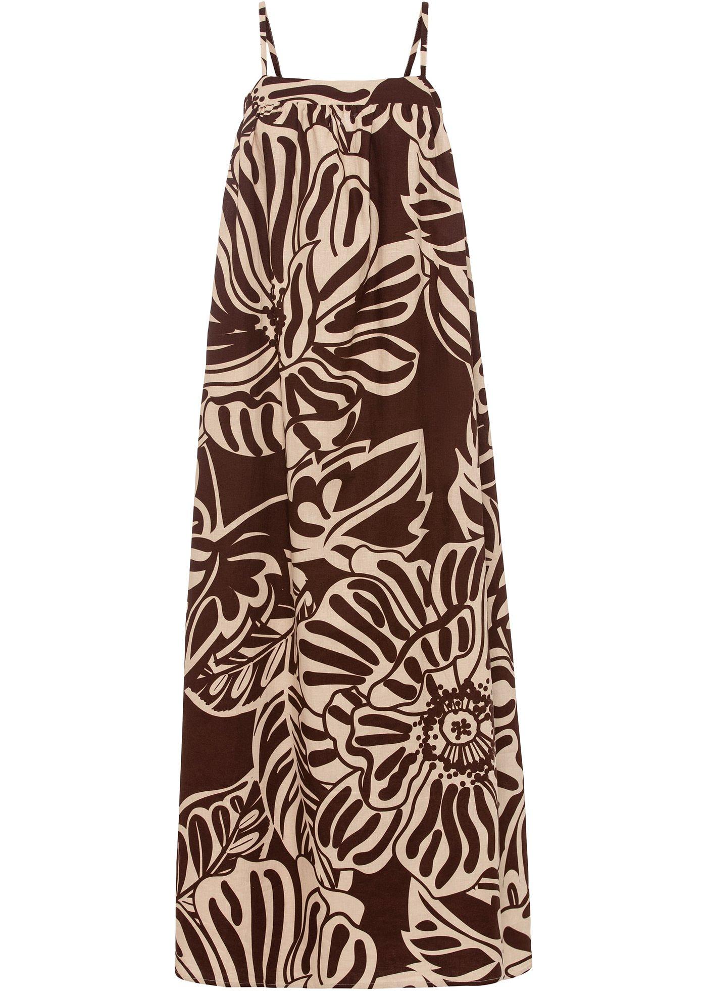 Robe longue imprimée en lin majoritaire