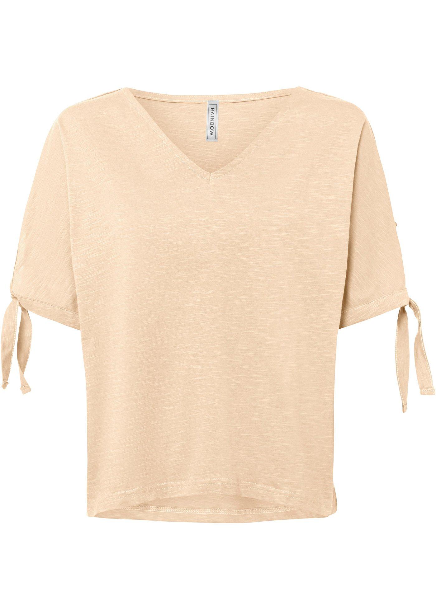 T-shirt avec décolleté plongeant en V et nœud