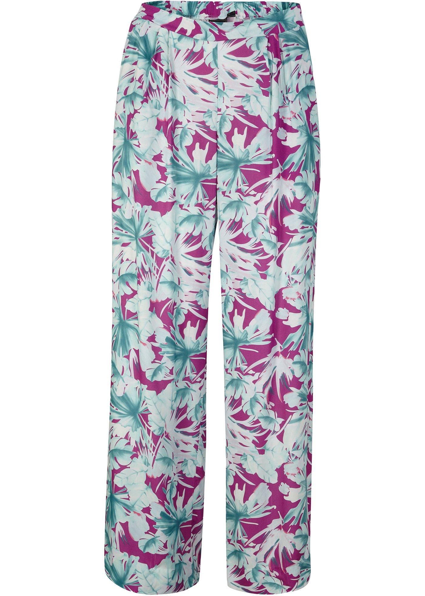 Pantalon à taille extensible imprimé végétal