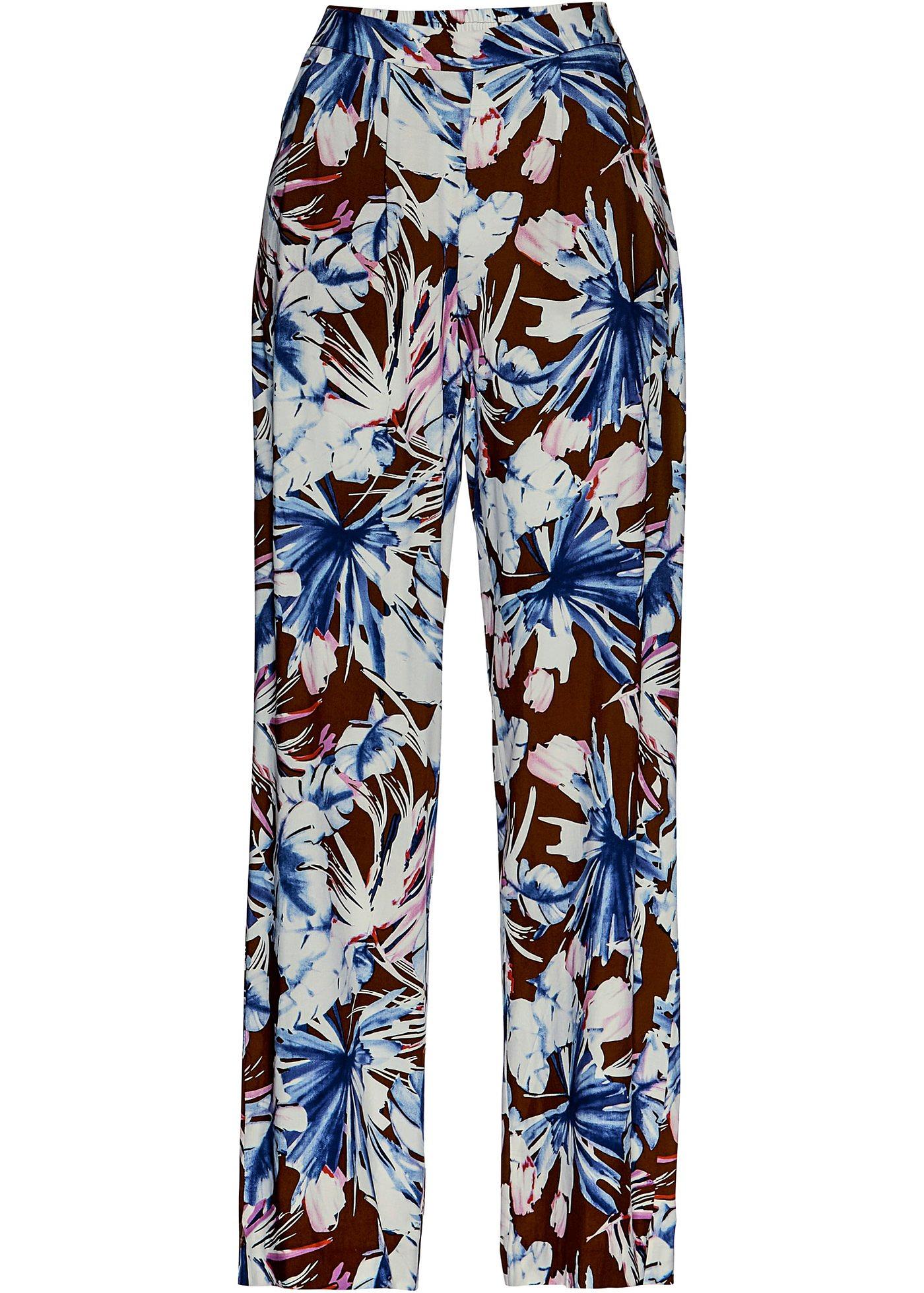 Pantalon à taille extensible imprimé végétal