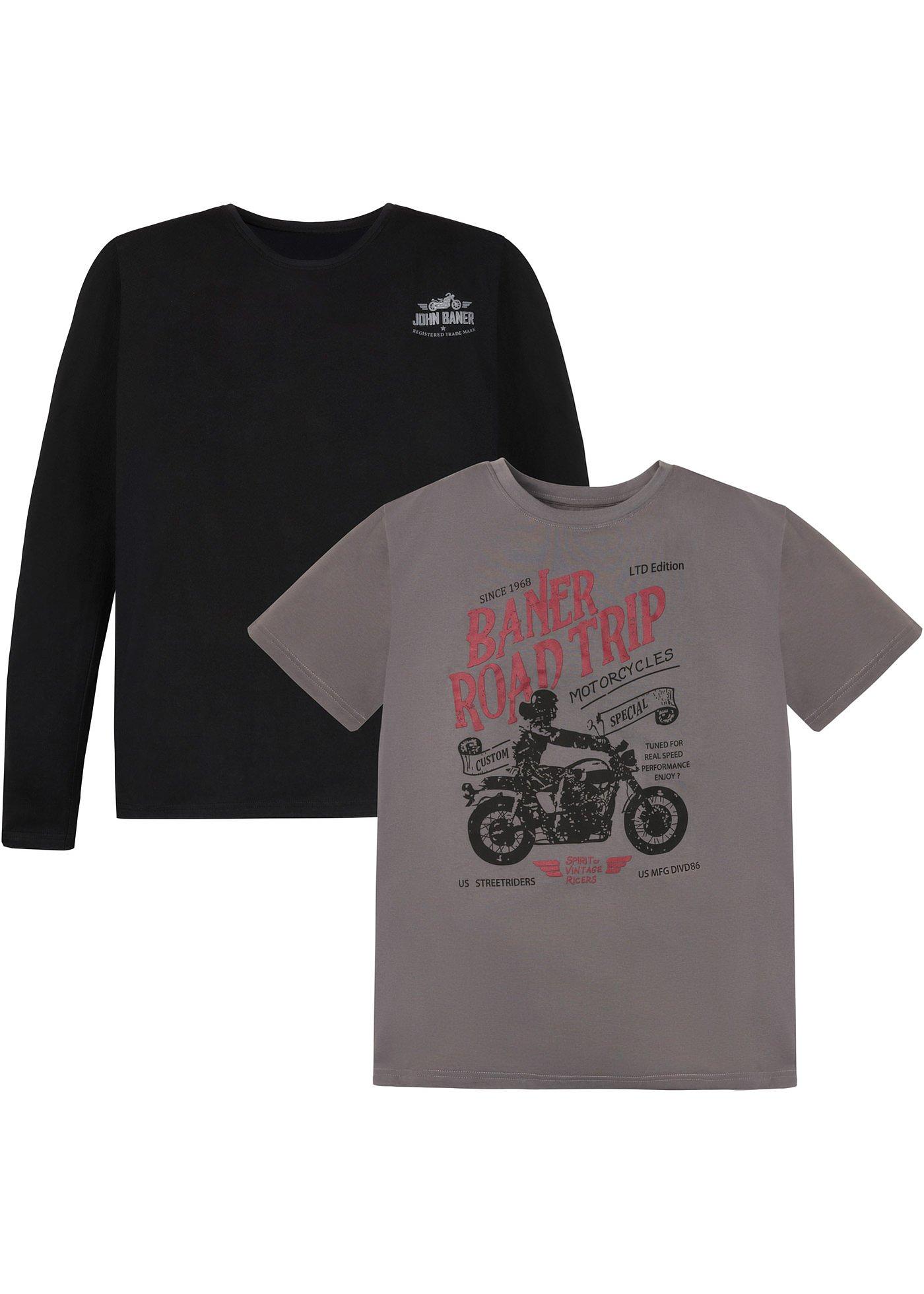 T-shirt et T-shirt manches longues (Ens. 2 pces.)