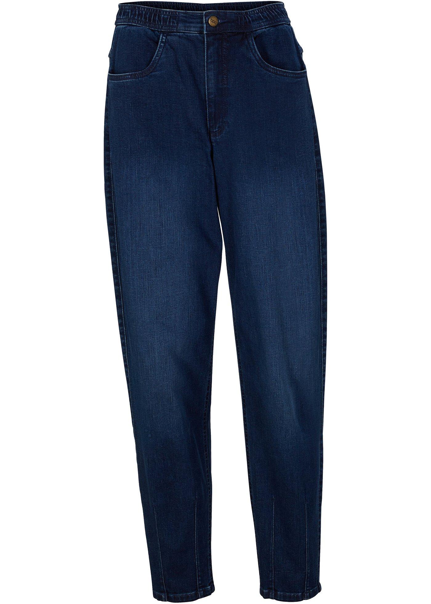 Jean taille haute avec jambes larges, taille confortable