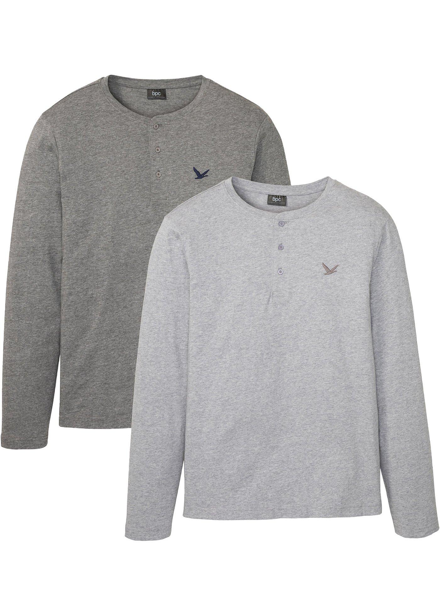 Lot de 2 T-shirts Henley manches longues