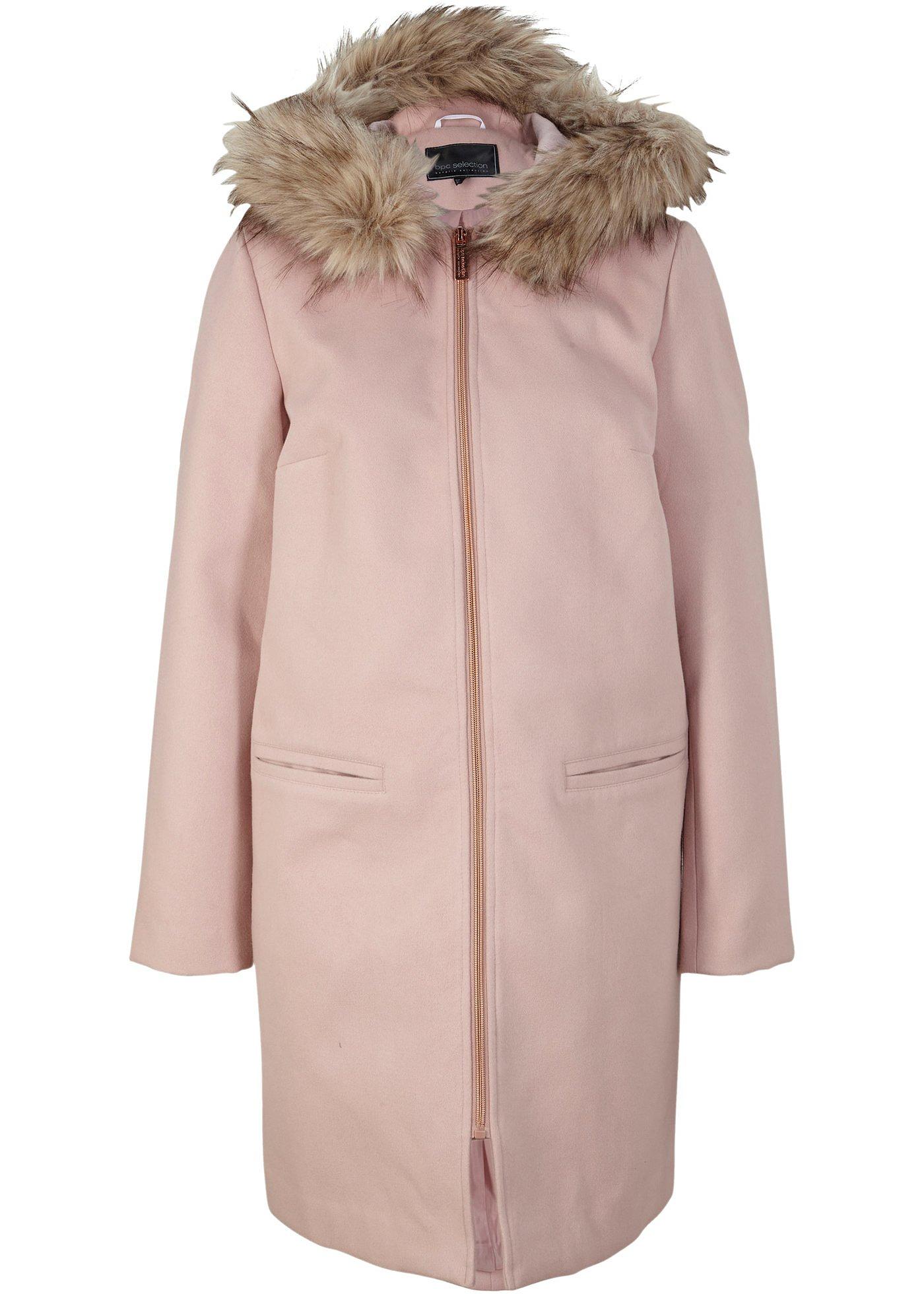 Manteau court à col en fausse fourrure