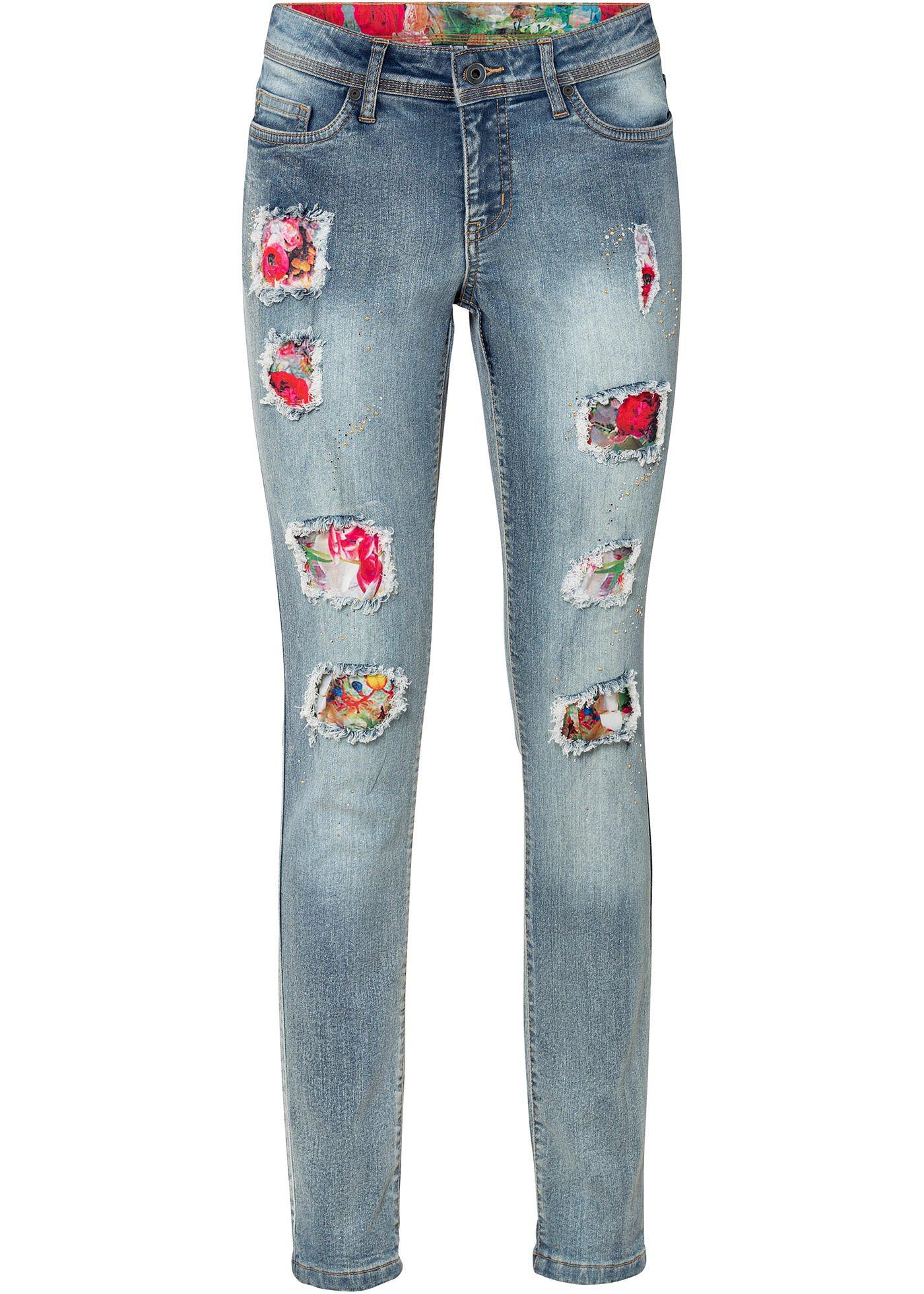 Jean Skinny avec effets déchirés colorés