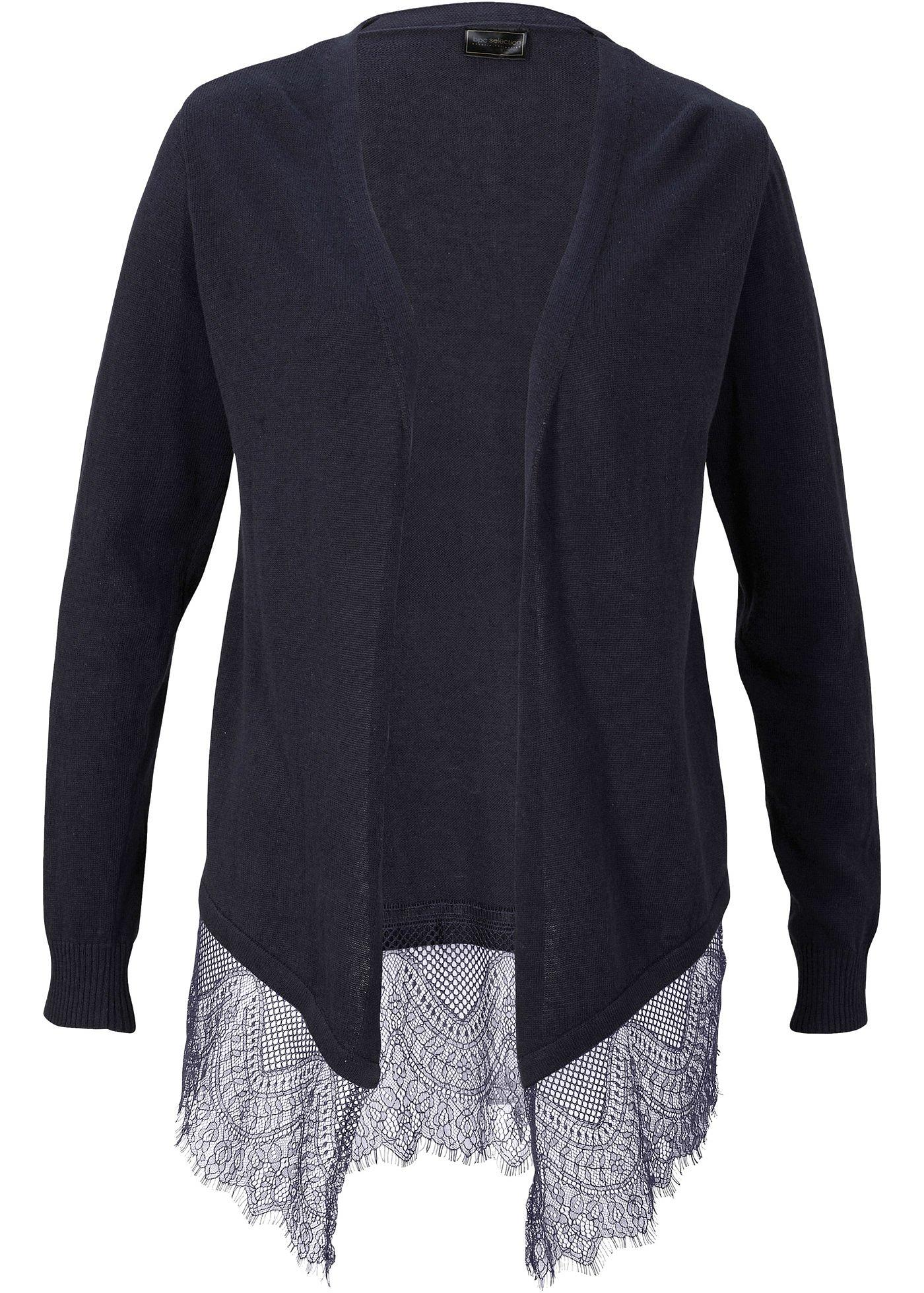 Gilet en maille à teneur en lin avec dentelle