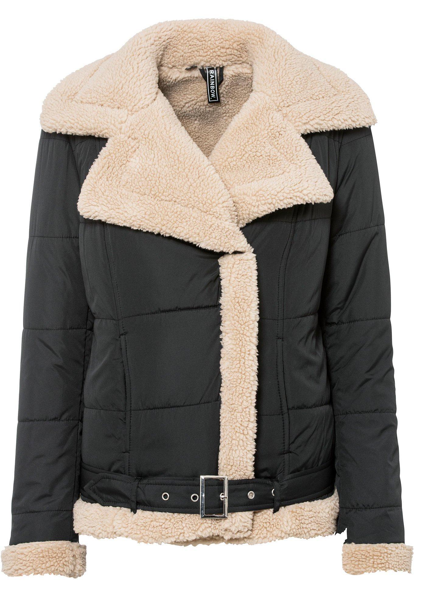 Veste matelassée style biker avec synthétique imitation fourrure