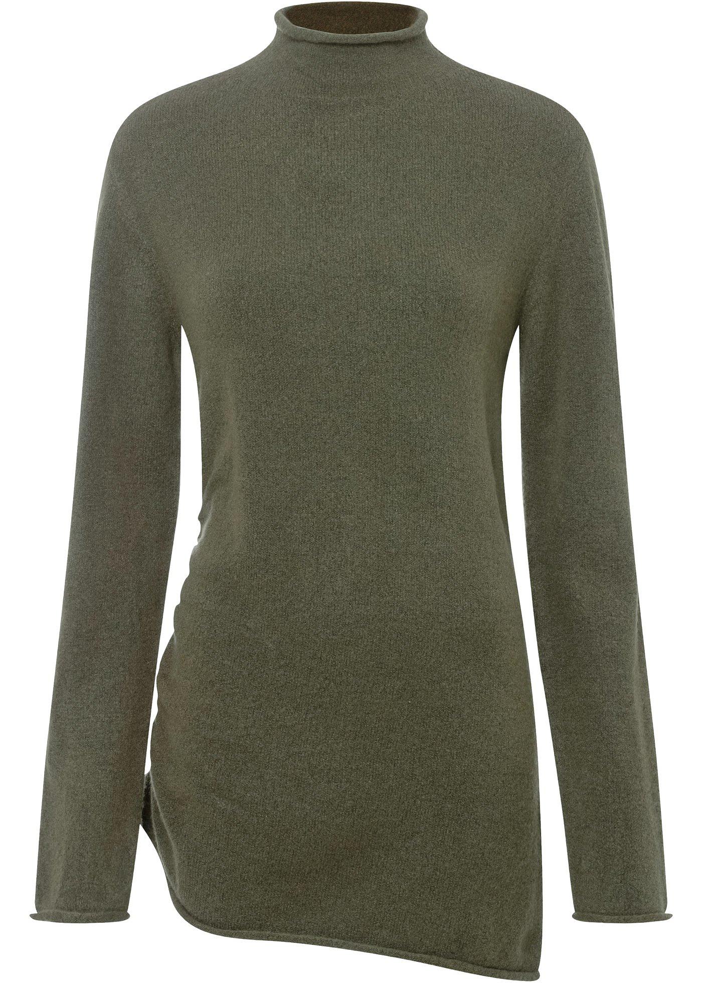 Pull avec fronces et base asymétrique