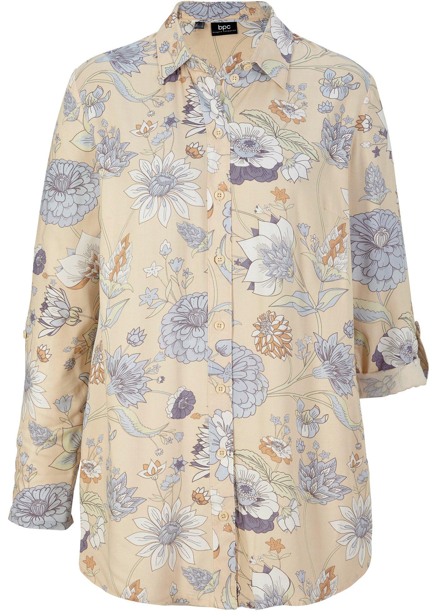 Blouse longue en viscose, à fleurs