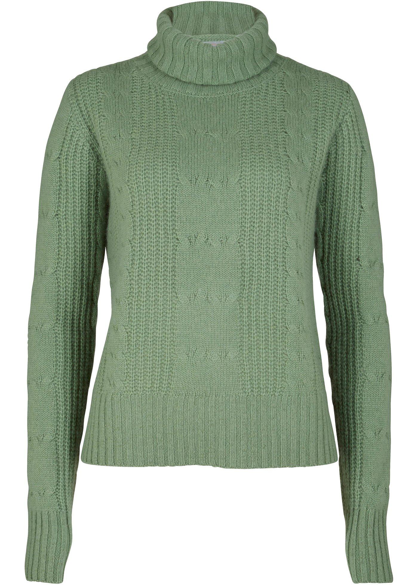 Pull col roulé avec teneur en Good Cashmere Standard® et torsades