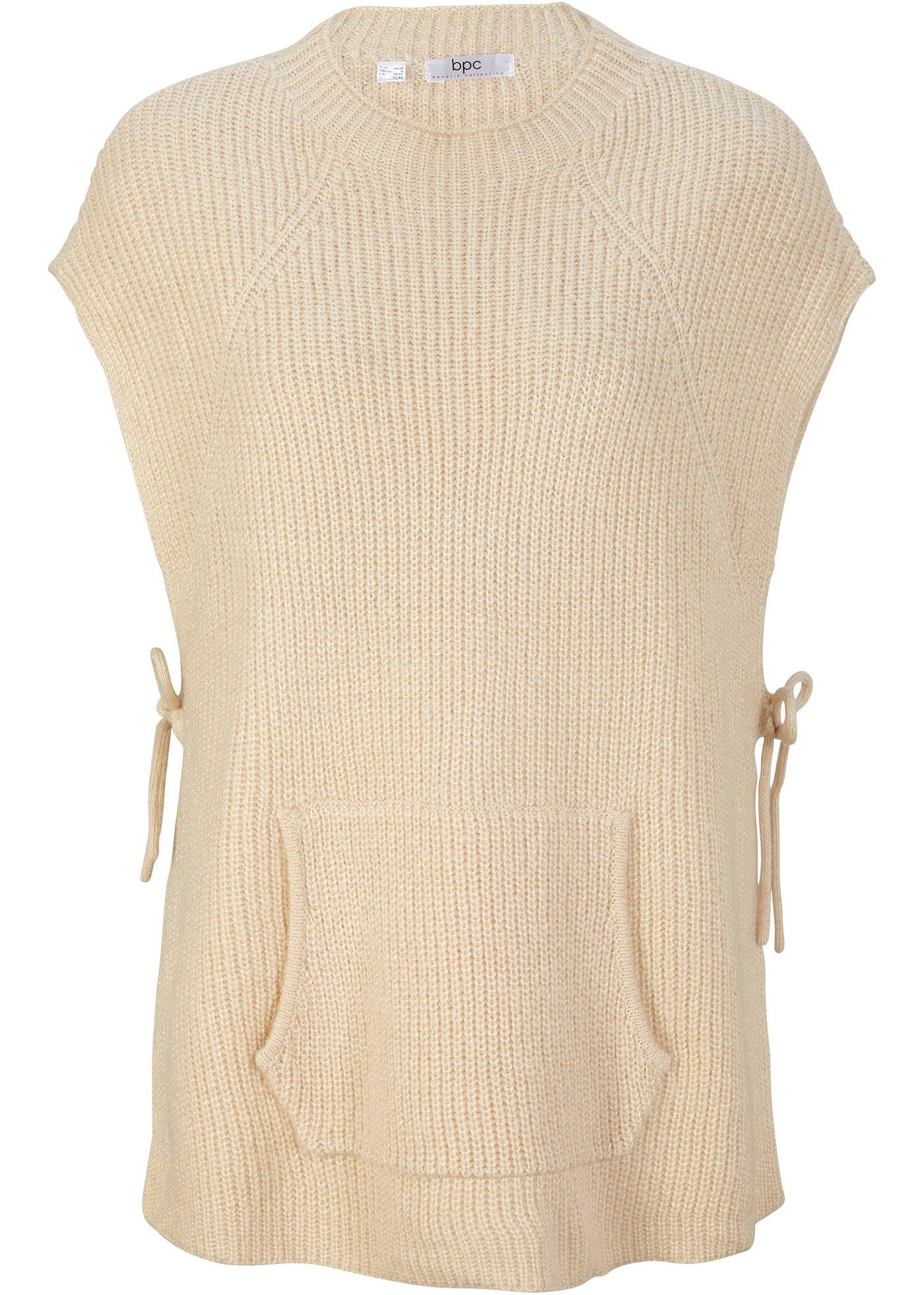 Pull sans manches avec col montant et fentes latérales