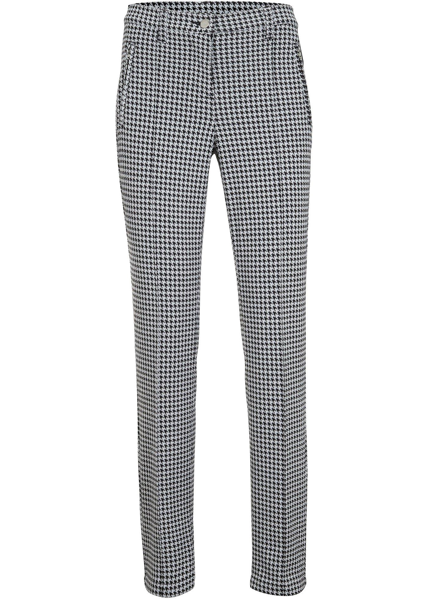 Pantalon extensible avec passepoil et motif pied-de-poule