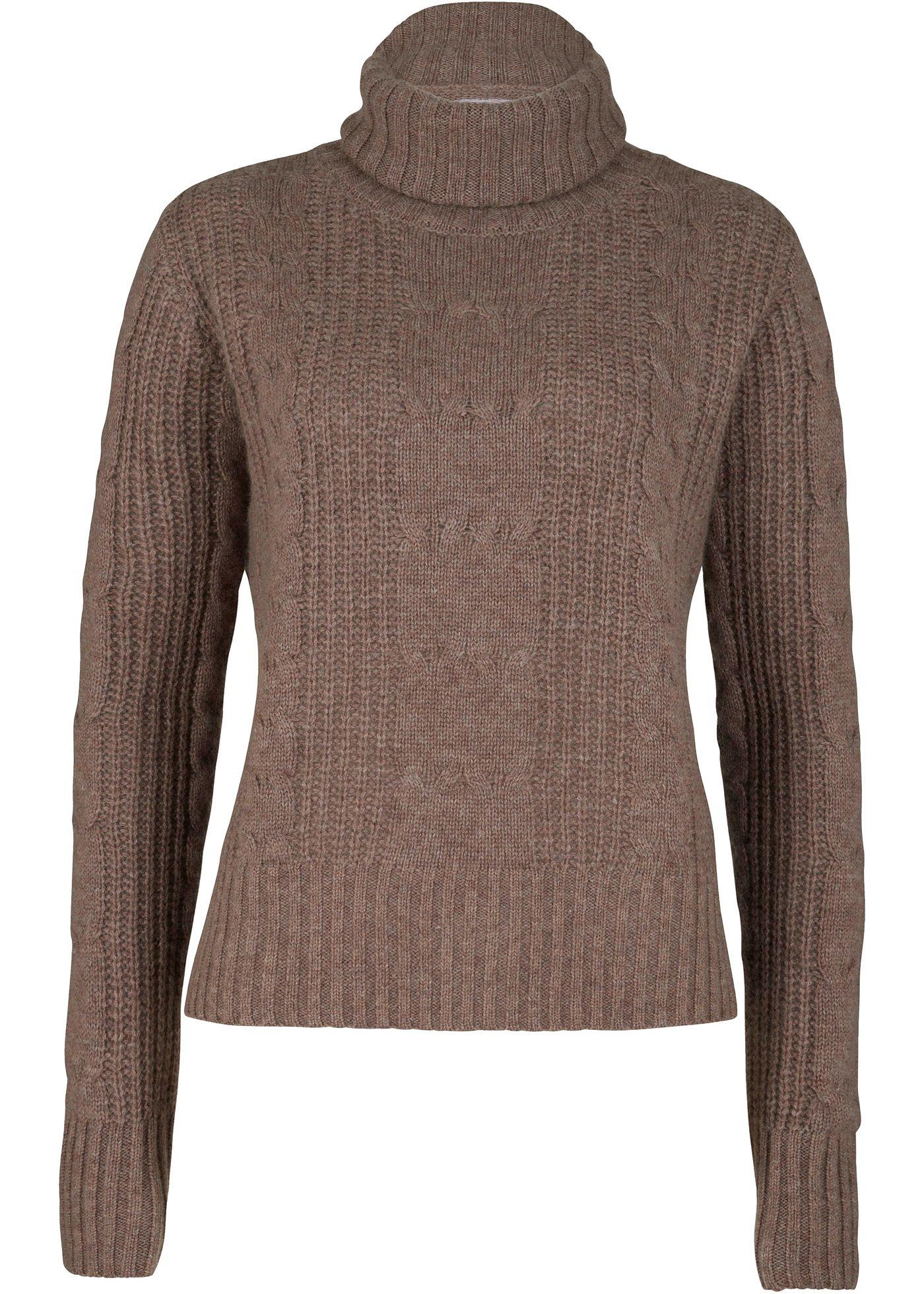 Pull col roulé avec teneur en Good Cashmere Standard® et torsades