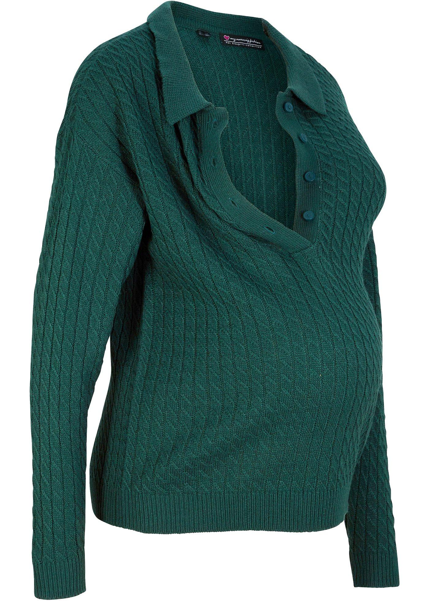 Pull de grossesse et d'allaitement avec patte de boutonnage