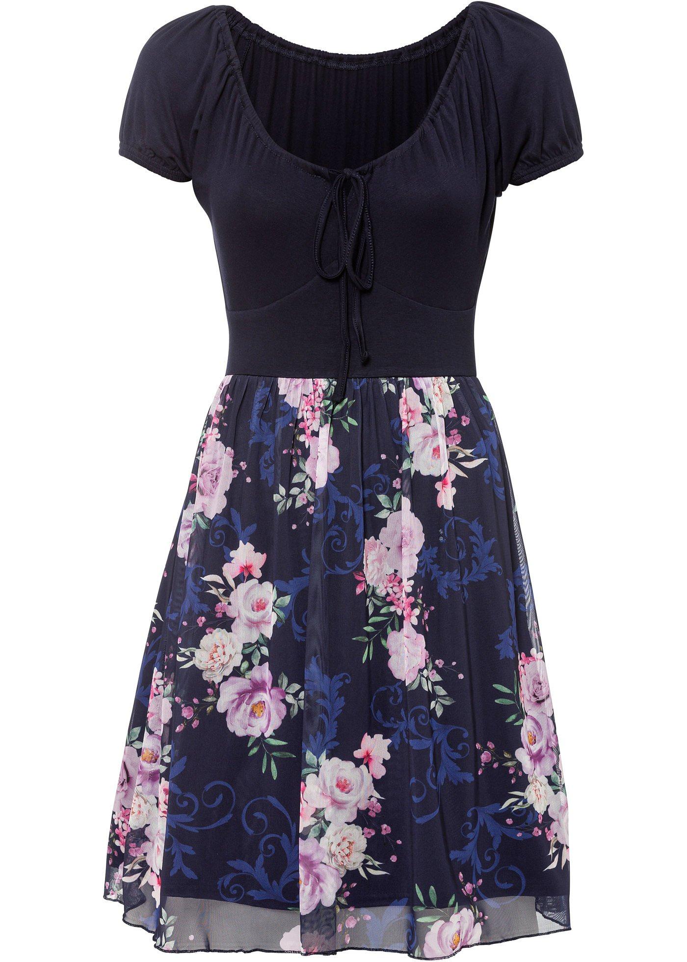 Robe avec jupe en mesh imprimé