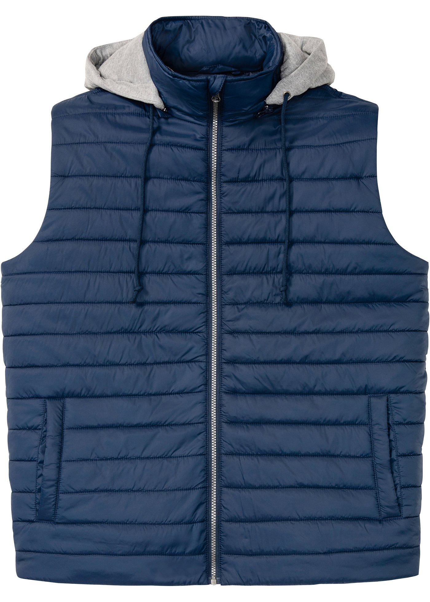 Gilet sans manches matelassé avec capuche en sweat