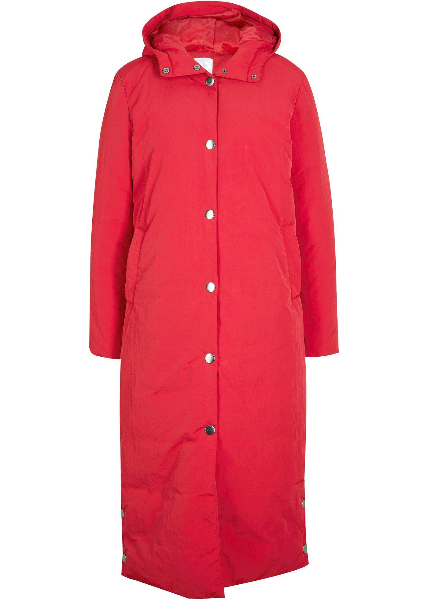 Manteau long avec capuche et fente latérale