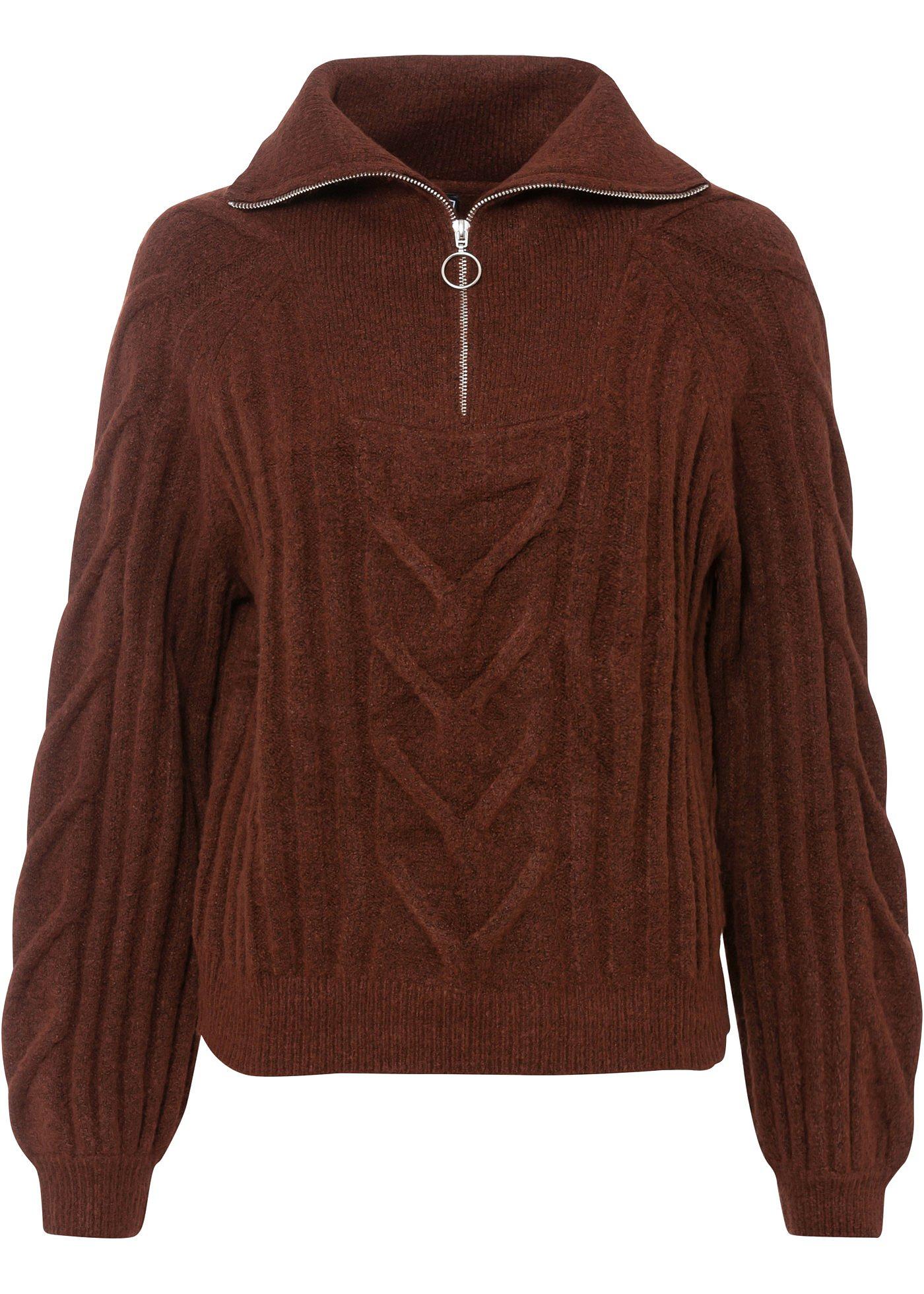 Pull camionneur en maille chenille avec motif torsadé