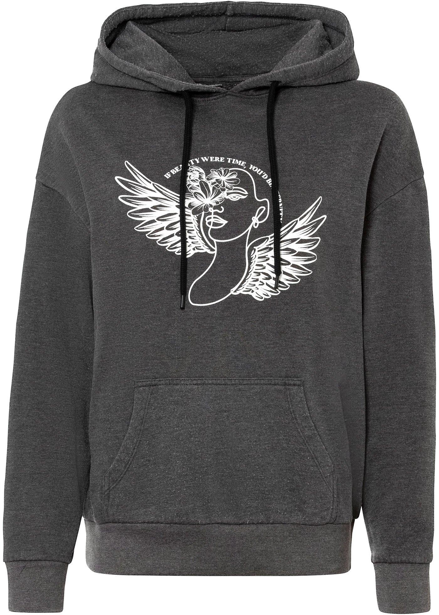 Sweat-shirt à capuche acid washed