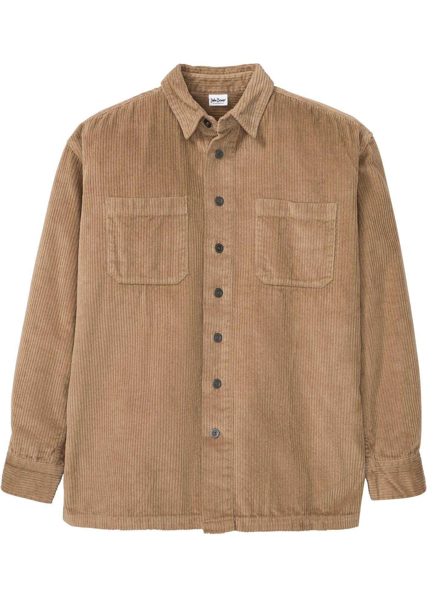 Chemise manches longues en velours côtelé, oversized