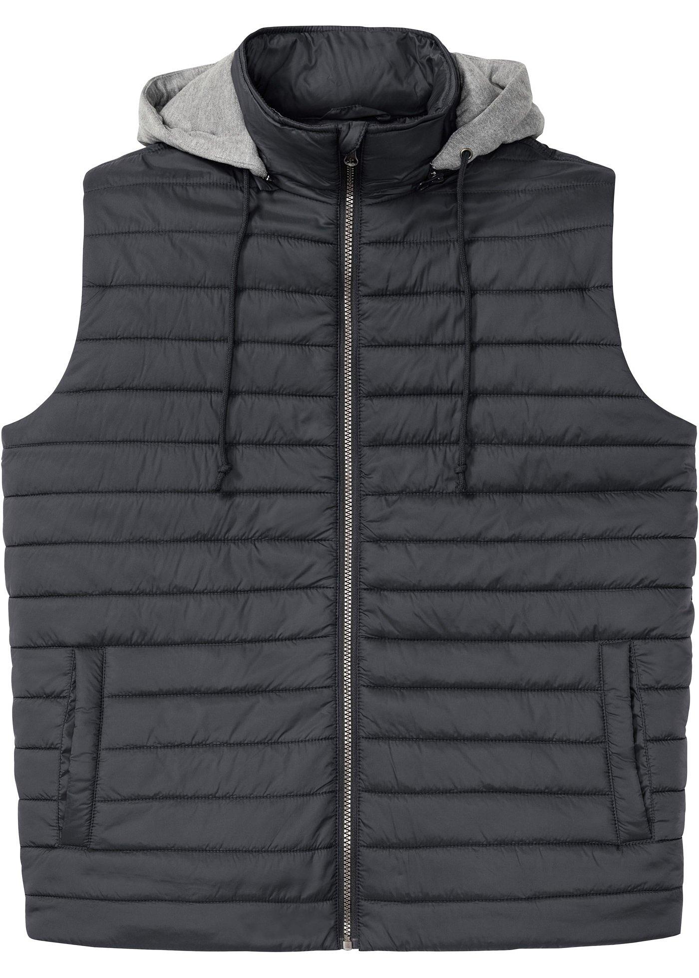 Gilet sans manches matelassé avec capuche en sweat