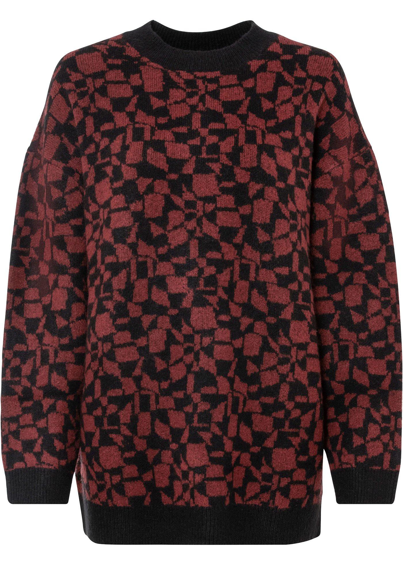 Pull long en maille avec motif damier