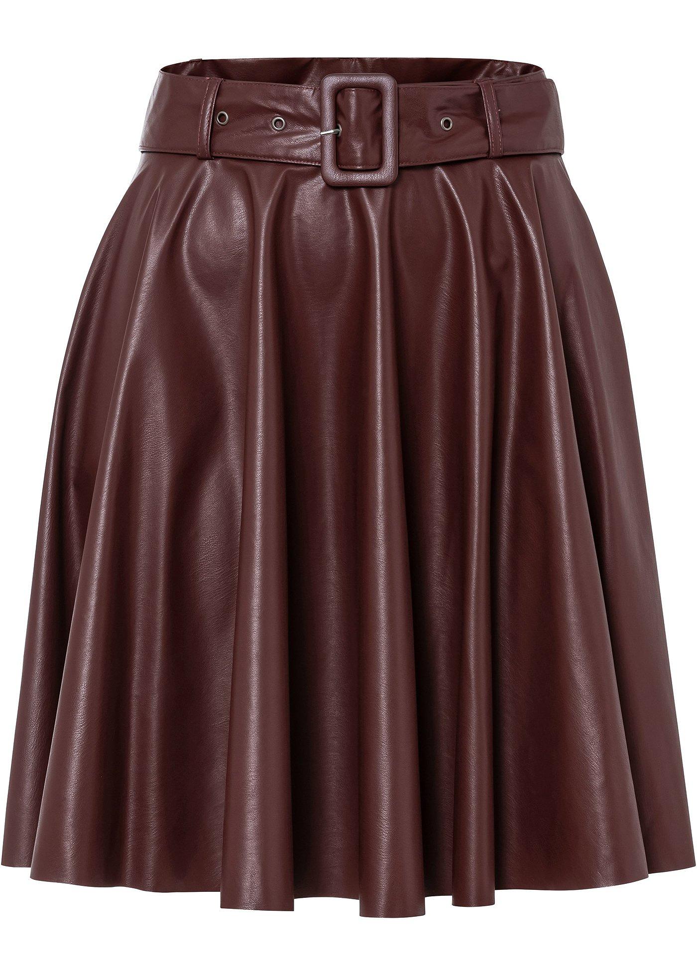 Jupe en synthétique imitation cuir avec ceinture
