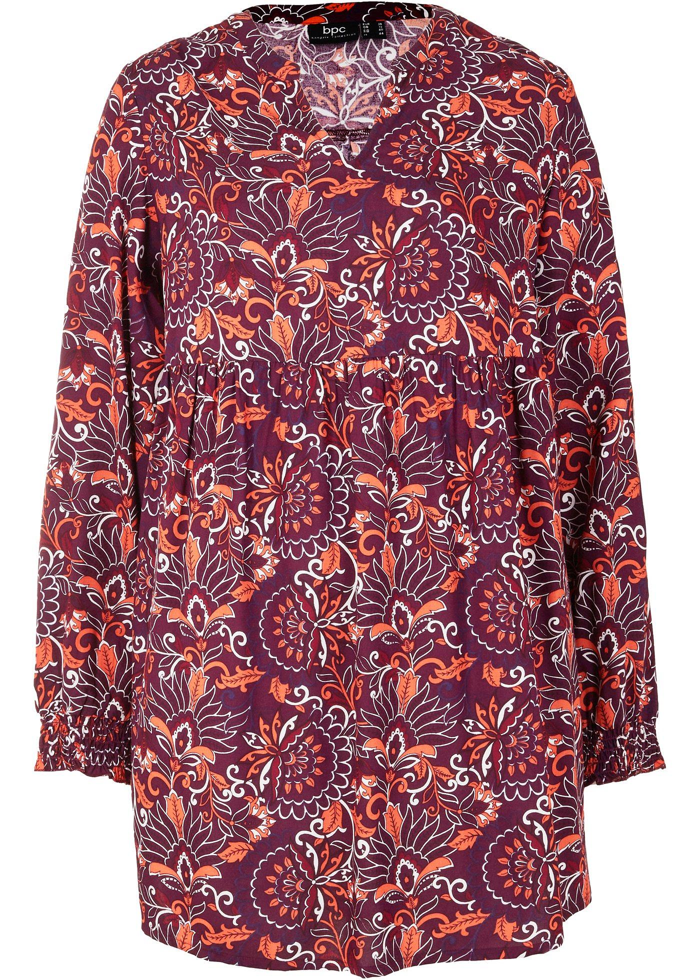 Blouse longue imprimée avec base arrondie en viscose