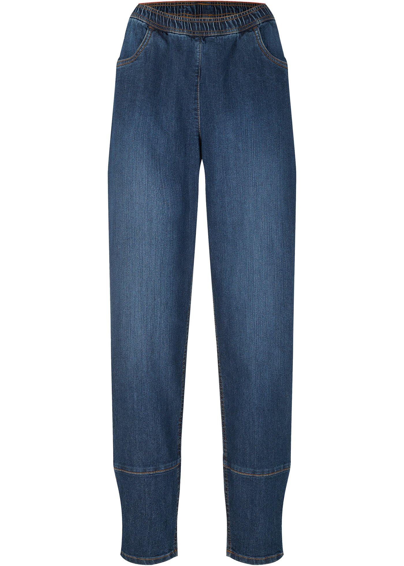 Jean avec jambes larges et taille confortable, longueur cheville