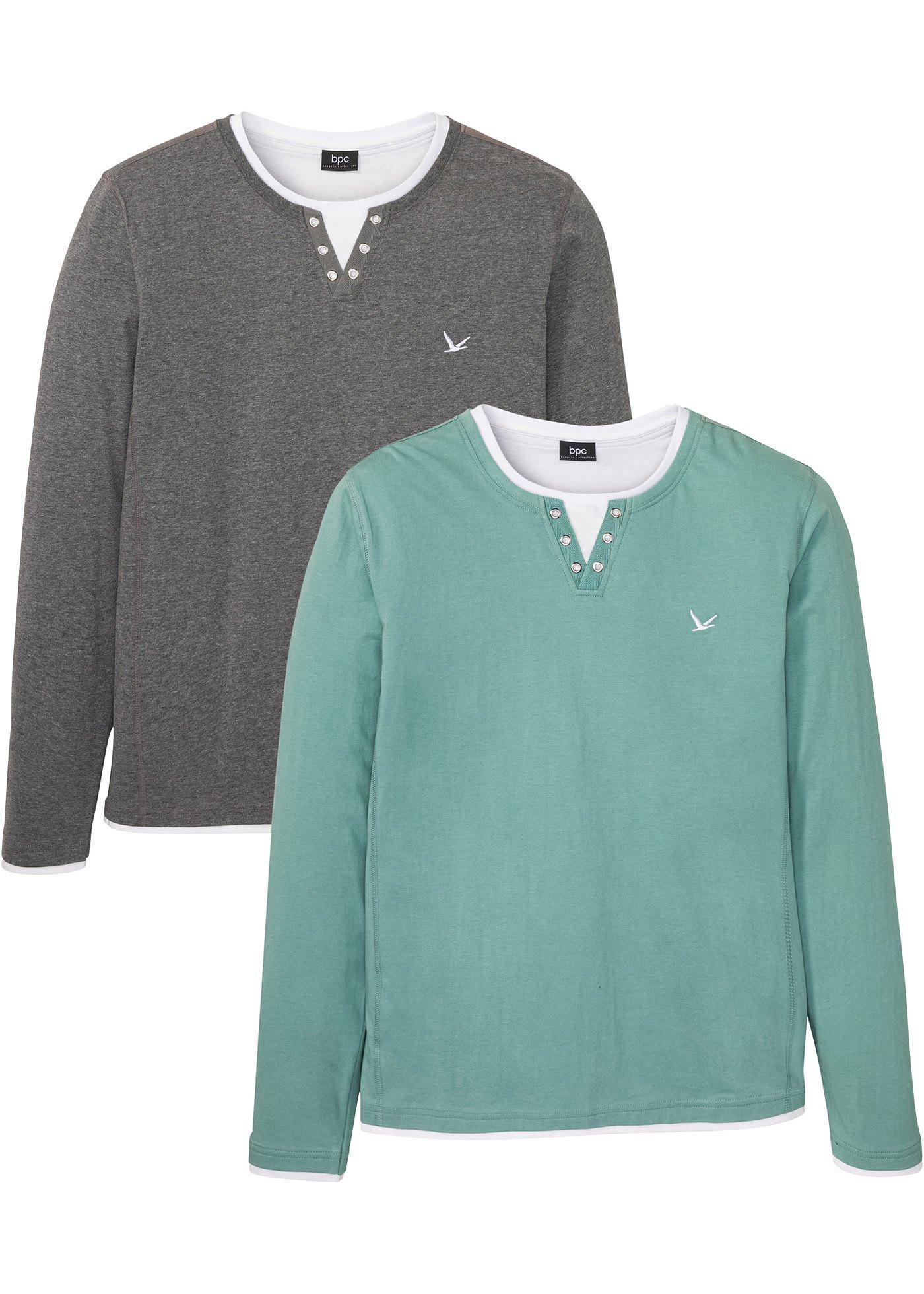 Lot de 2 T-shirts 2 en 1, manches longues