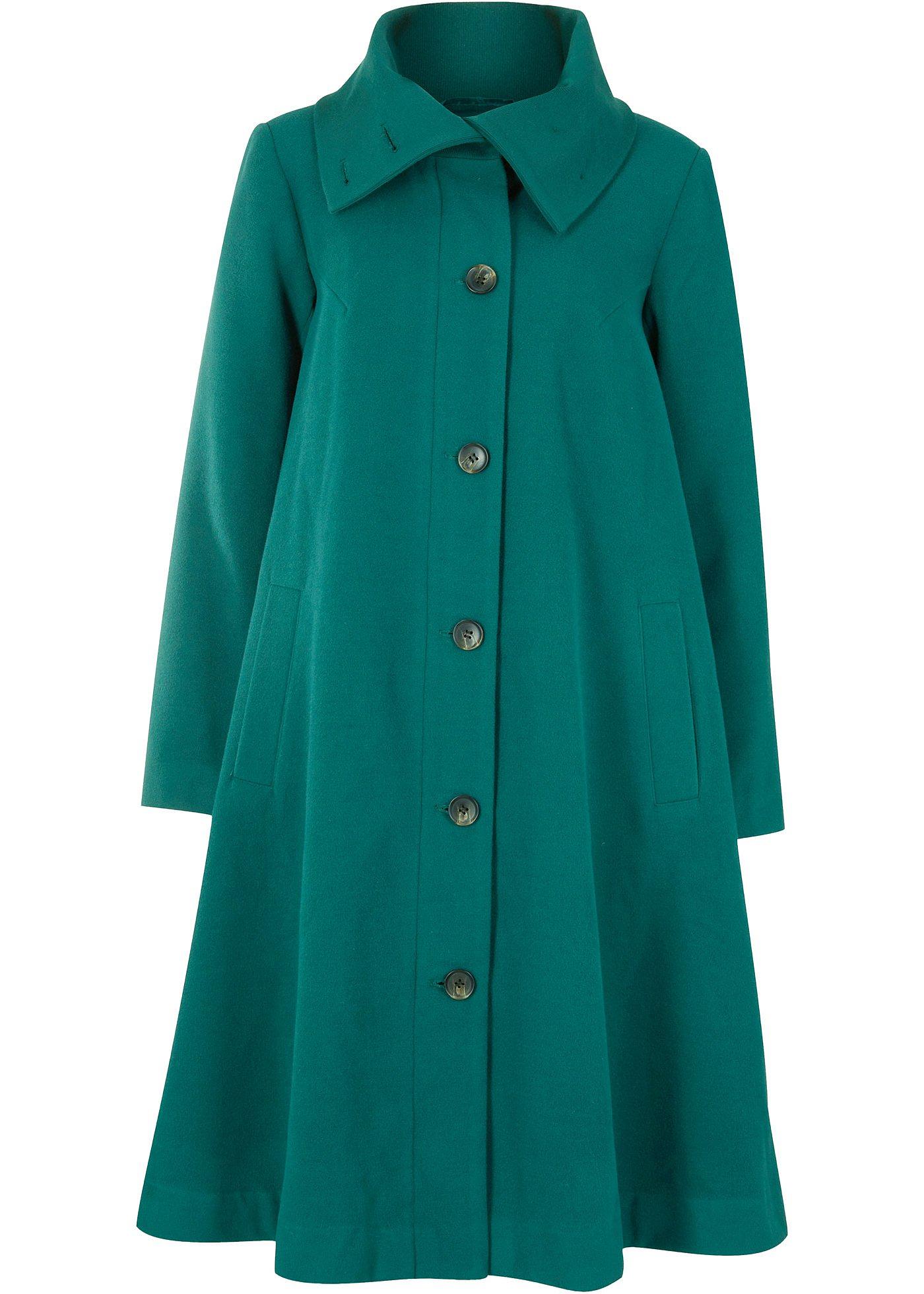 Manteau en imitation laine coupe trapèze avec col haut ample