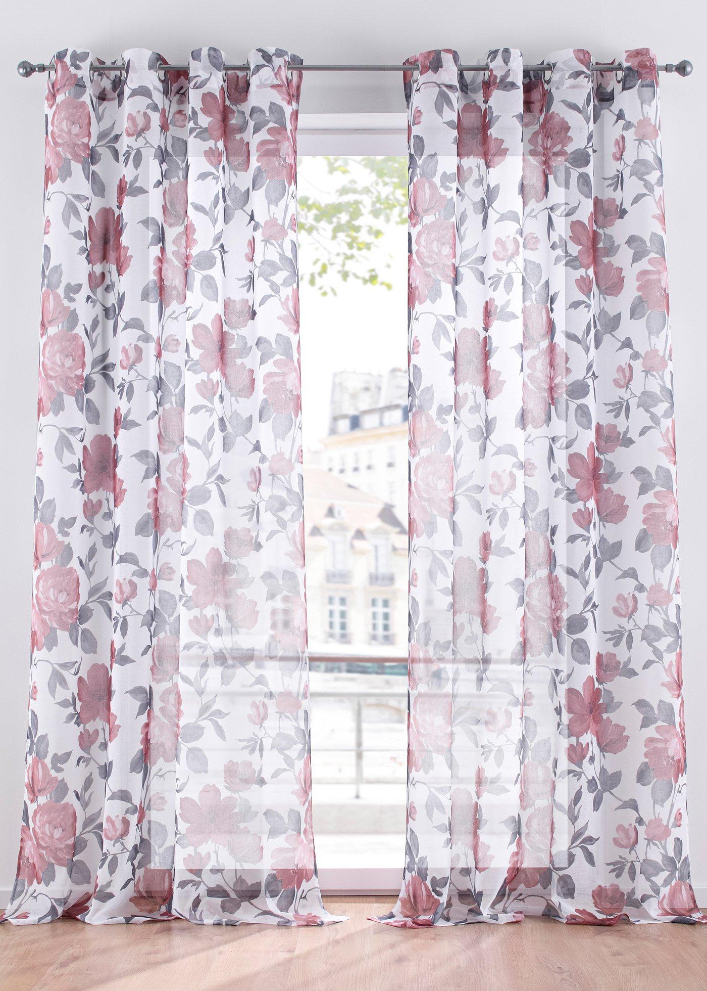 Voilage à imprimé floral (1 pce.)