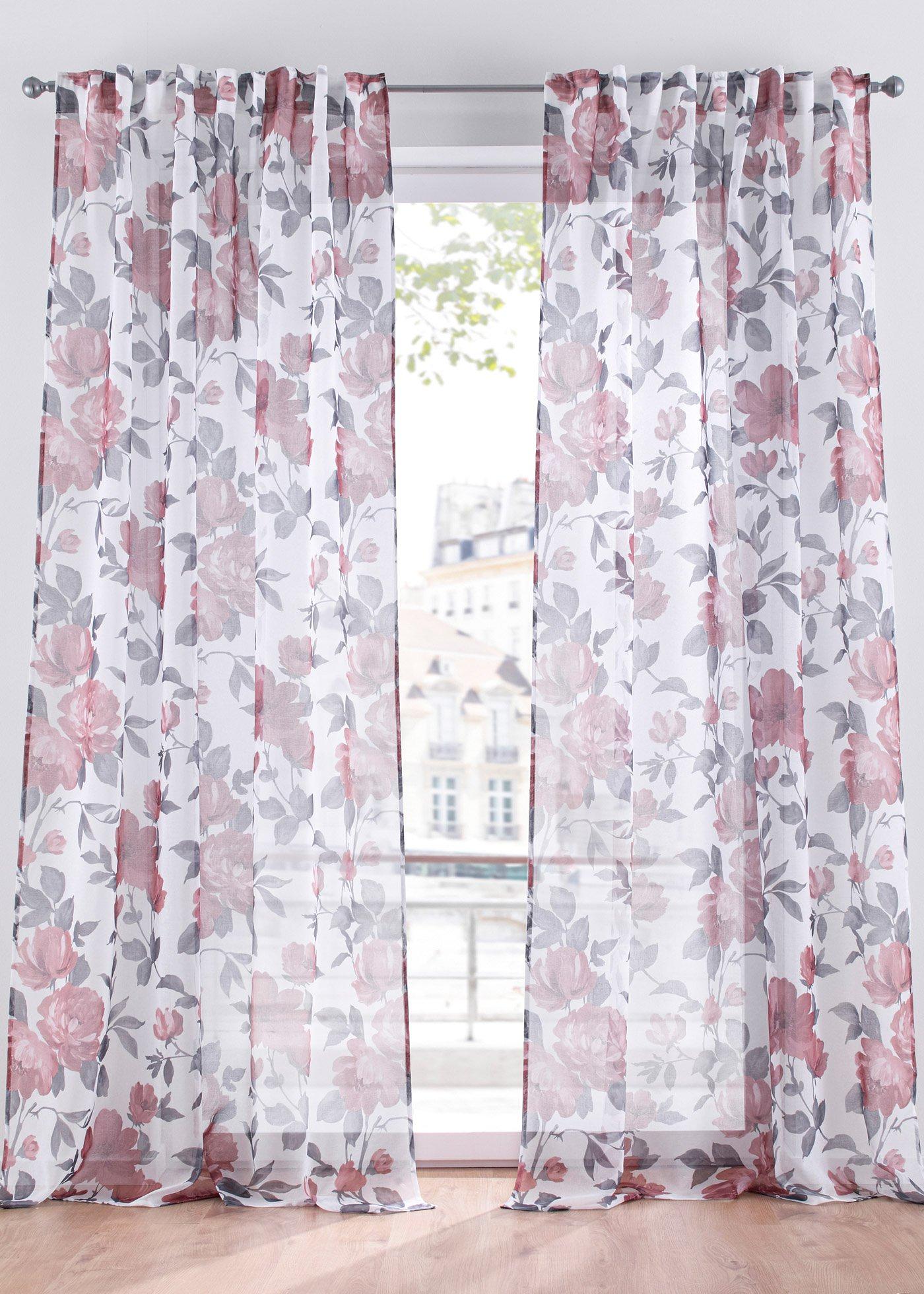 Voilage à imprimé floral (1 pce.)