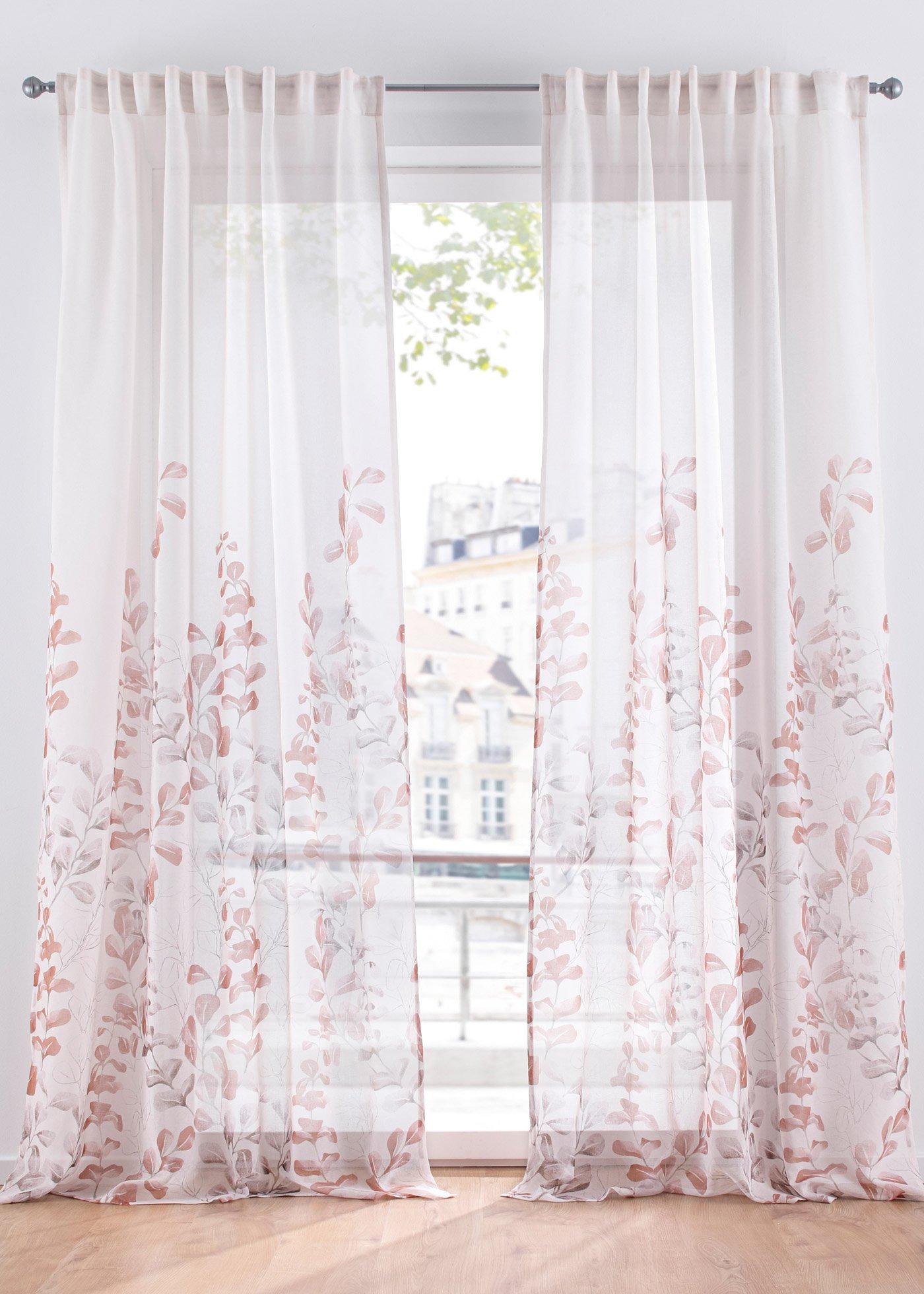 Voilage à imprimé floral (1 pce.)