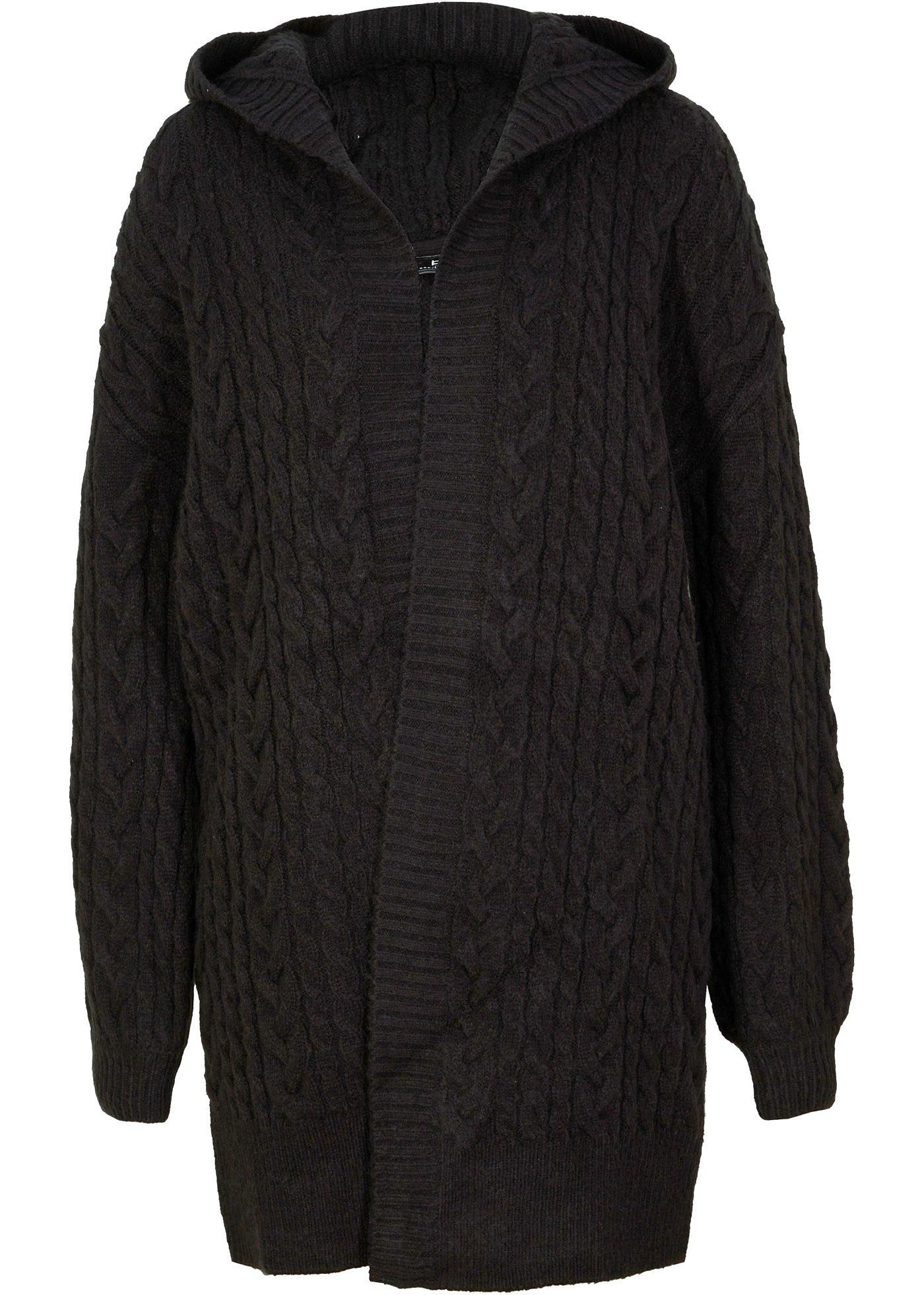 Gilet en maille avec motif torsadé et capuche