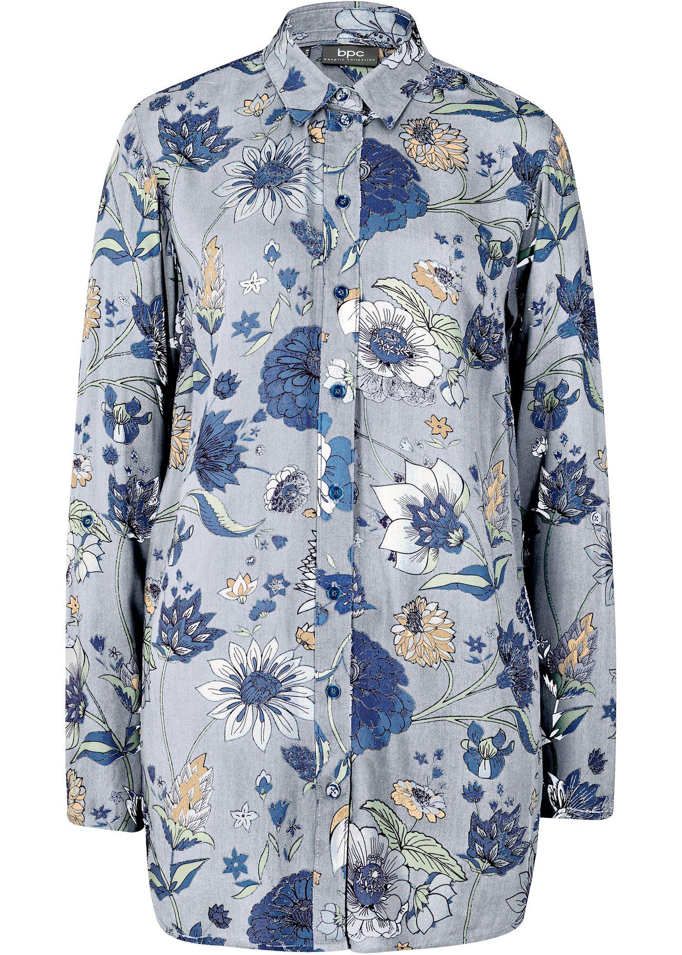 Blouse longue en viscose, à fleurs