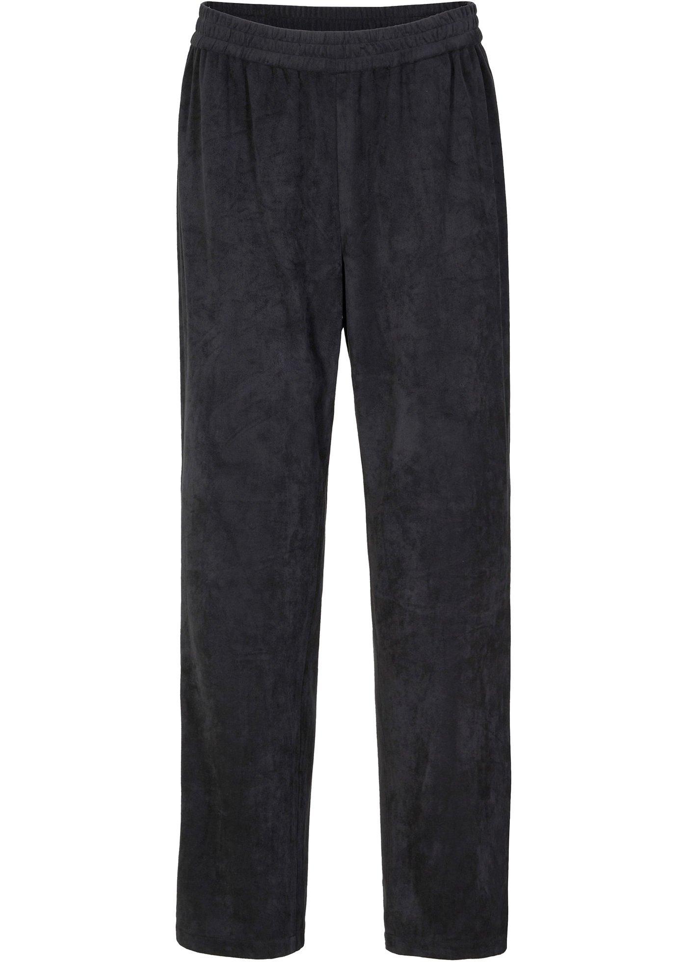 Pantalon en synthétique imitation cuir velours avec taille confortable, jambes larges